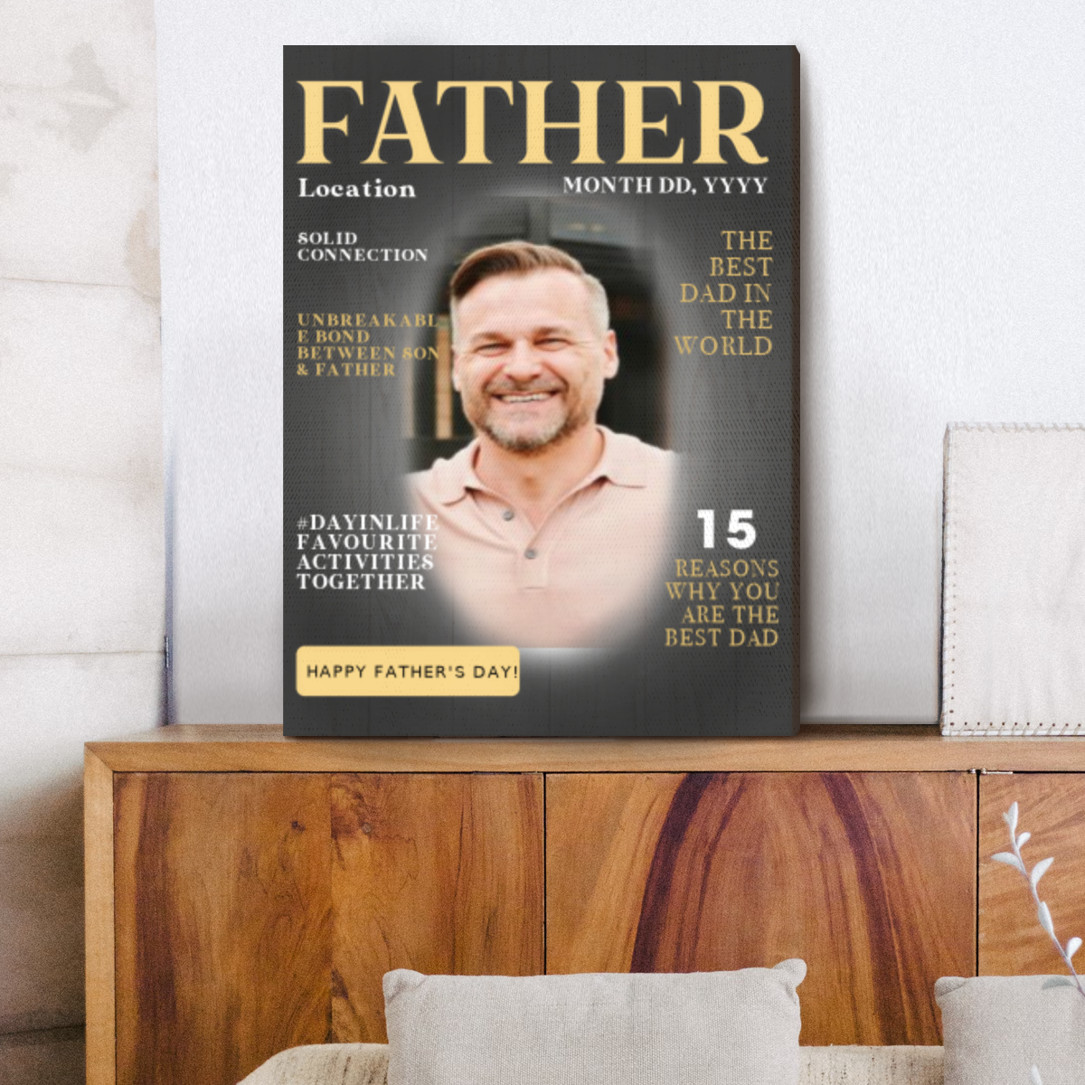 Father Personalized Magazine Cover Canvas, Custom Fathers Day Magazine Gifts, Canvas Prints For Dad, Dad Birthday Gifts From Kids