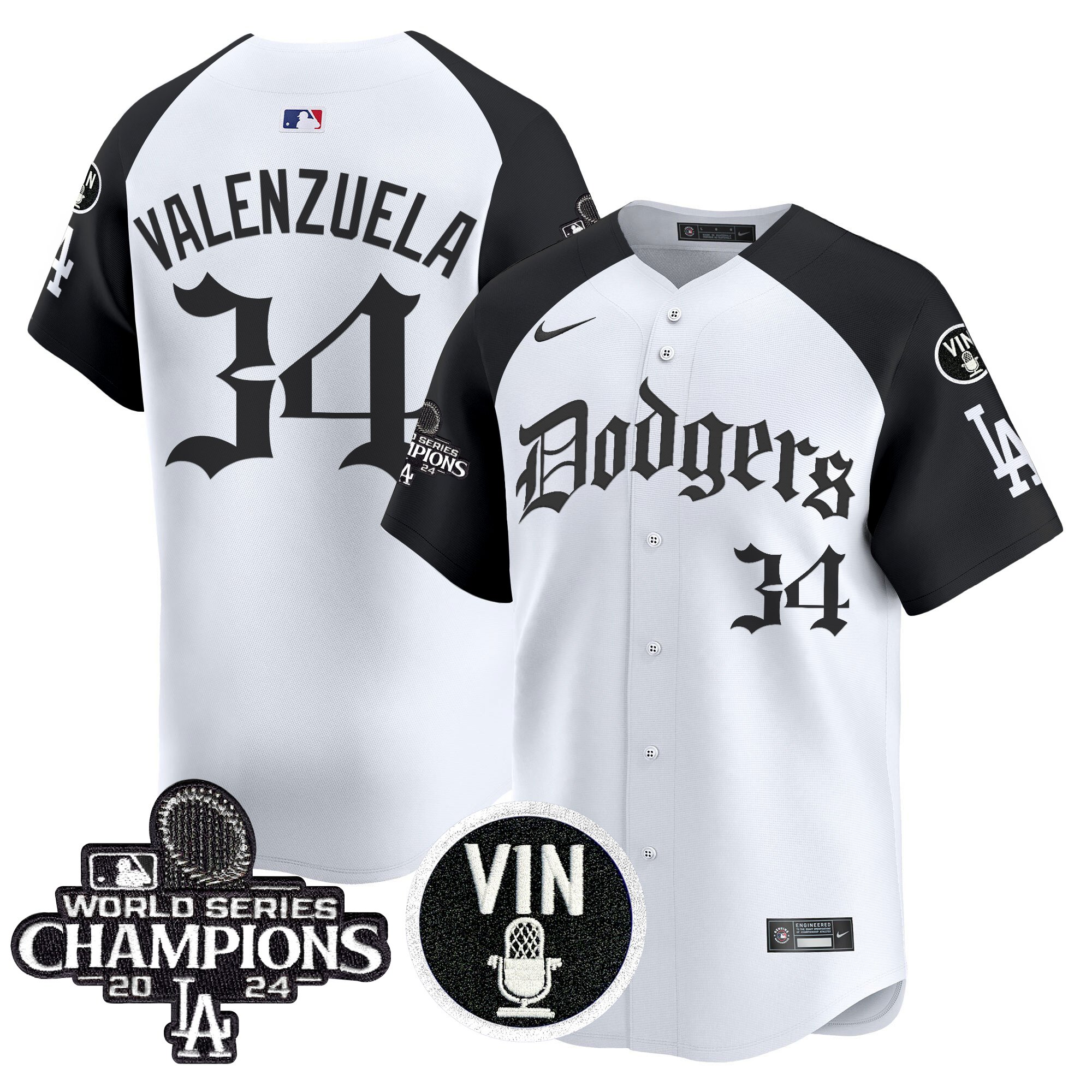Fernando Valenzuela Men's Los Angeles Dodgers 2025 LA Gothic Style Vapor Premier Limited Alternate Jersey V2 - All Stitched