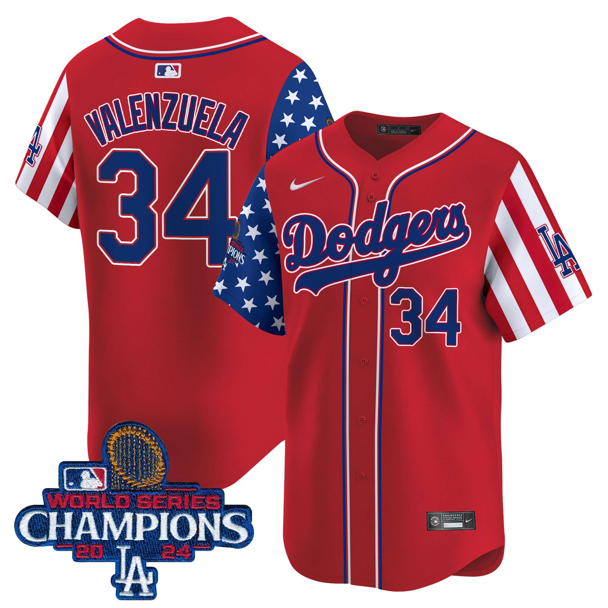 Fernando Valenzuela Men's Los Angeles Dodgers American Style 2024 World Series Champions Vapor Premier Limited Red Jersey - All Stitched