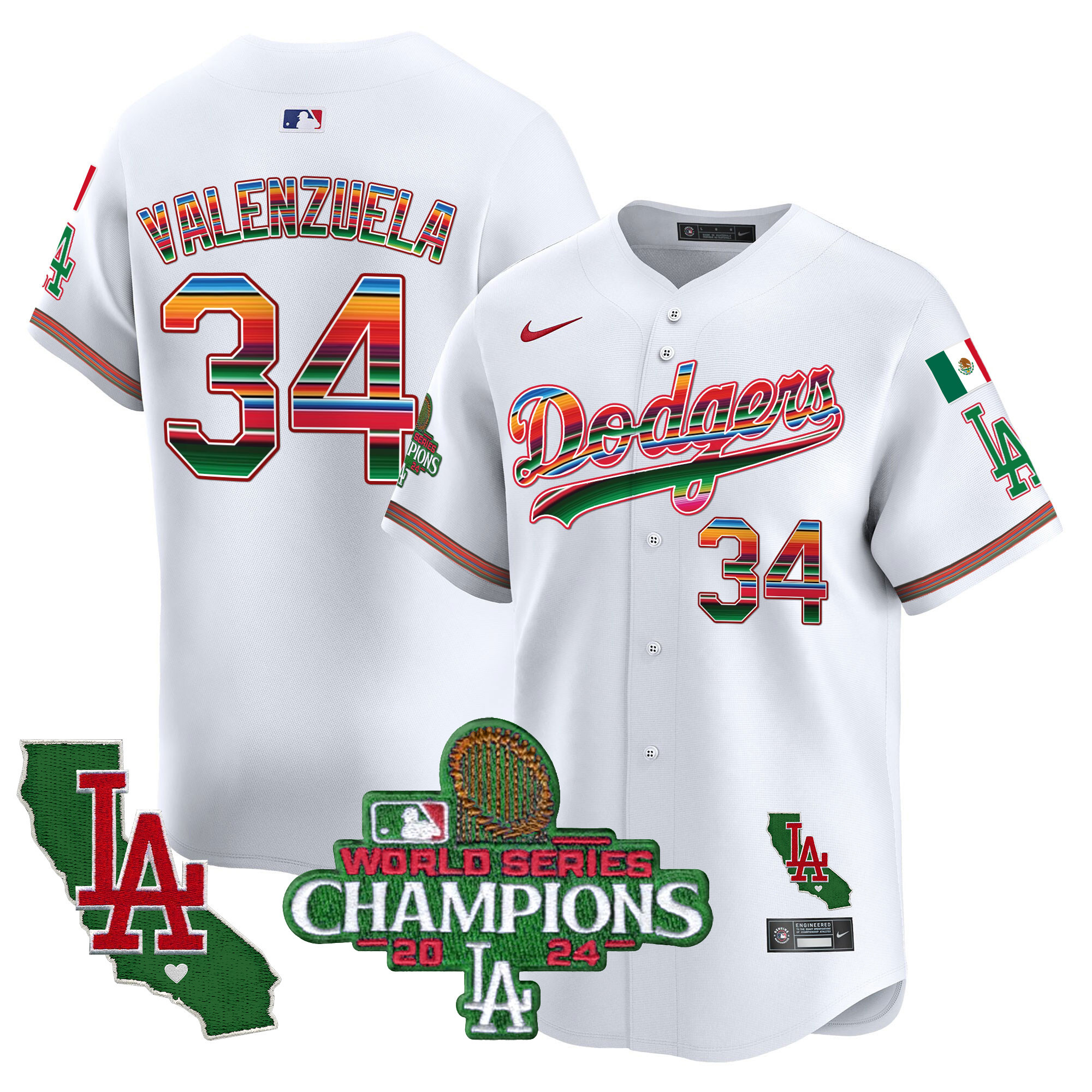 Fernando Valenzuela Men's Los Angeles Dodgers Mexico 2024 World Series Champions Vapor Premier Limited White Jersey - All Stitched