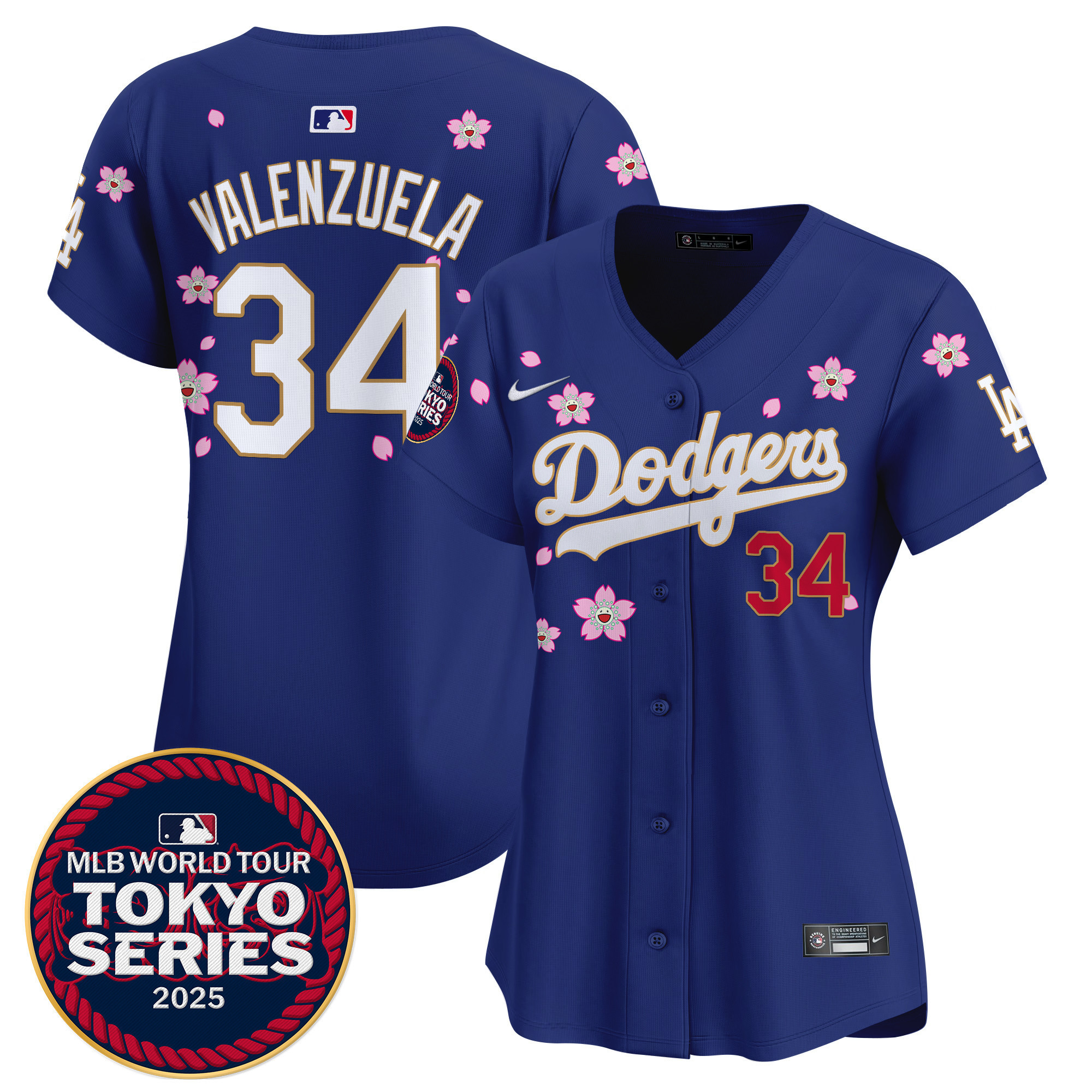 Fernando Valenzuela Women's Los Angeles Dodgers Tokyo Series 2025 Gold Trim Vapor Premier Limited Royal Jersey - Stitched