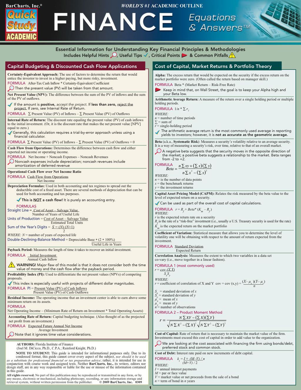 Finance Equations & Answers 1st Edition - (PDF/EPUB Version)