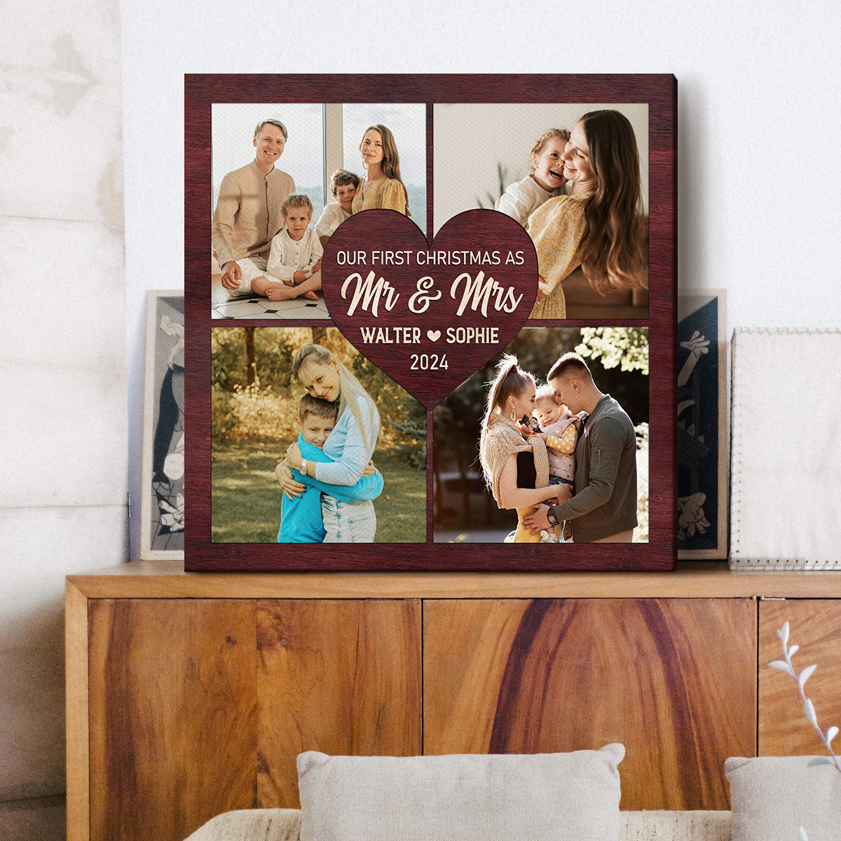 First Christmas As Mr And Mrs Personalized Picture Canvas, Christmas Gift For Him Her, First Christmas Married Gift, Xmas Gift For New Married Couple