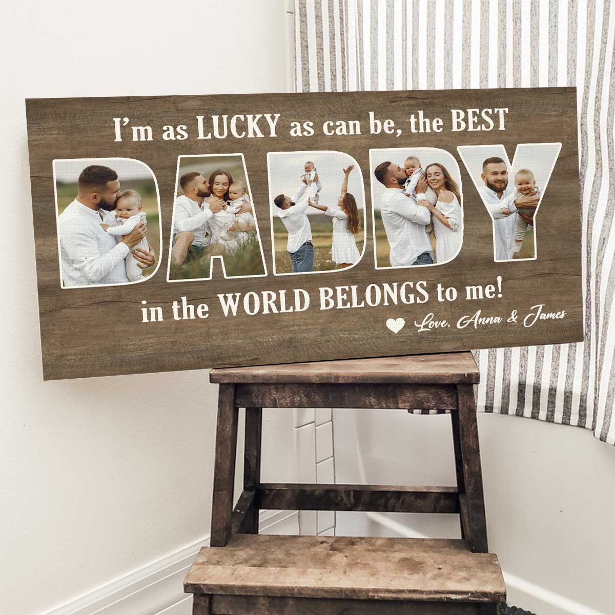 First FatherÃ¢â‚¬â„¢s Day Gift From Baby, Daddy Photo Canvas, Custom New Dad Gift From Wife, Gift For Husband, The Best Daddy In The World Belongs To Me