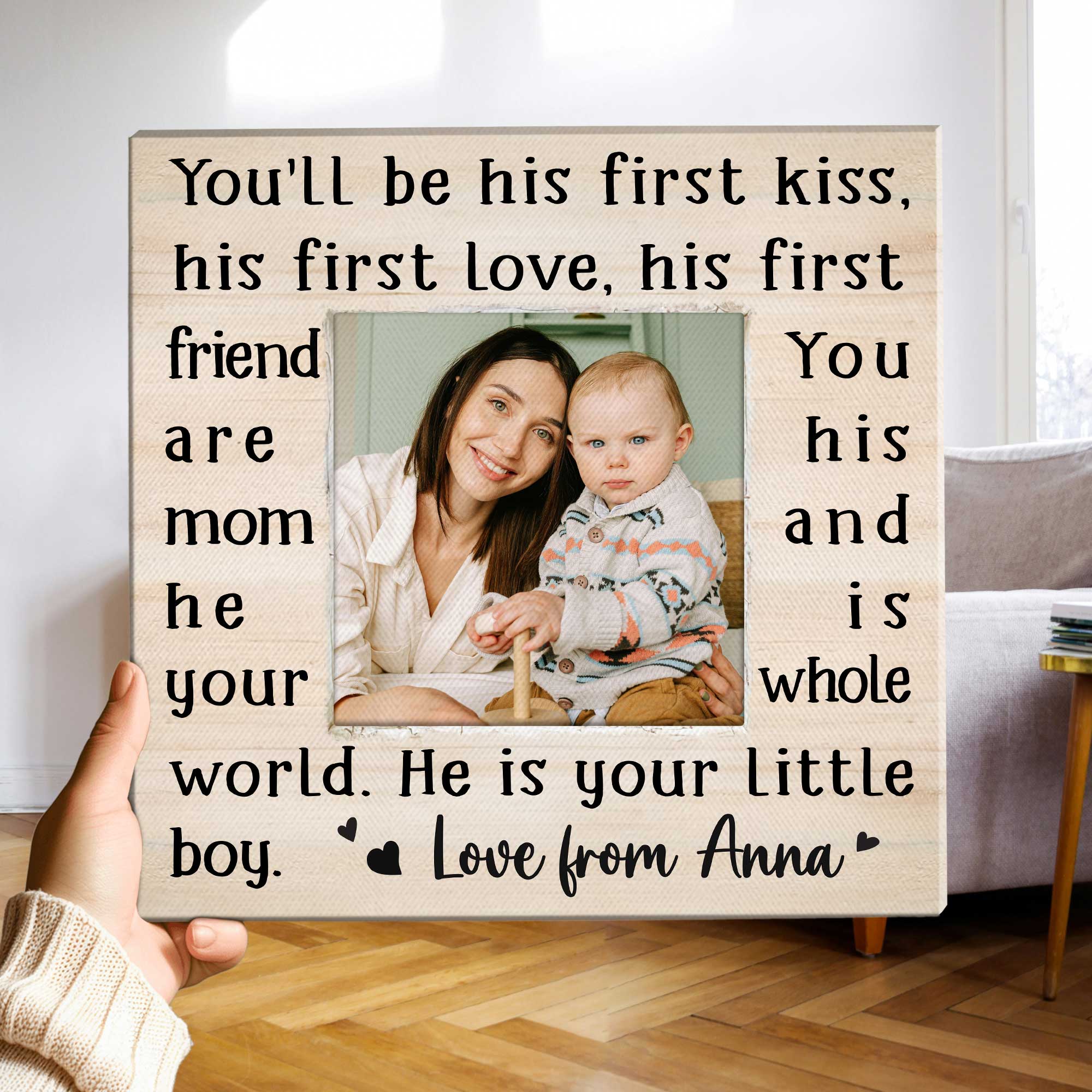 First MotherÃ¢â‚¬â„¢s Day Gifts From Baby Boy, New Mom And Son Picture Canvas, Mothers Day Gifts For Wife, YouÃ¢â‚¬â„¢ll Be His First Kiss His First Love