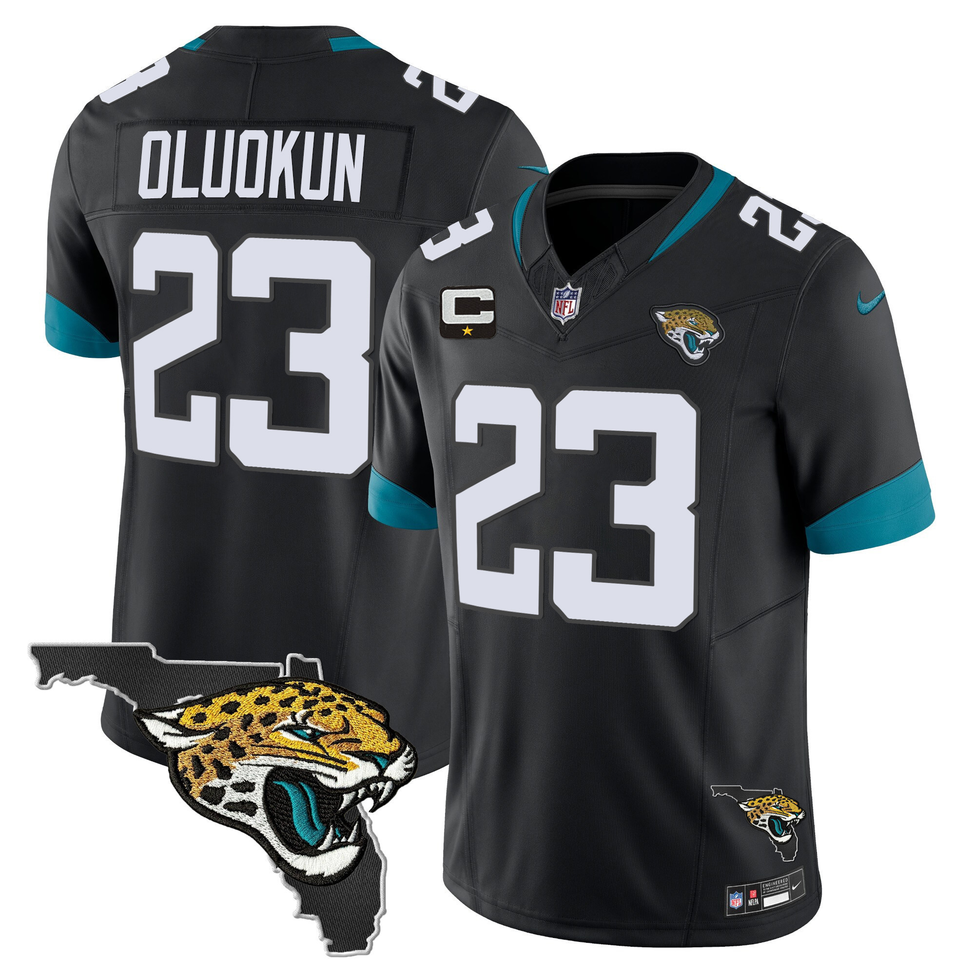 Foyesade Oluokun Men's Jacksonville Jaguars Florida Patch Vapor Black Jersey - All Stitched