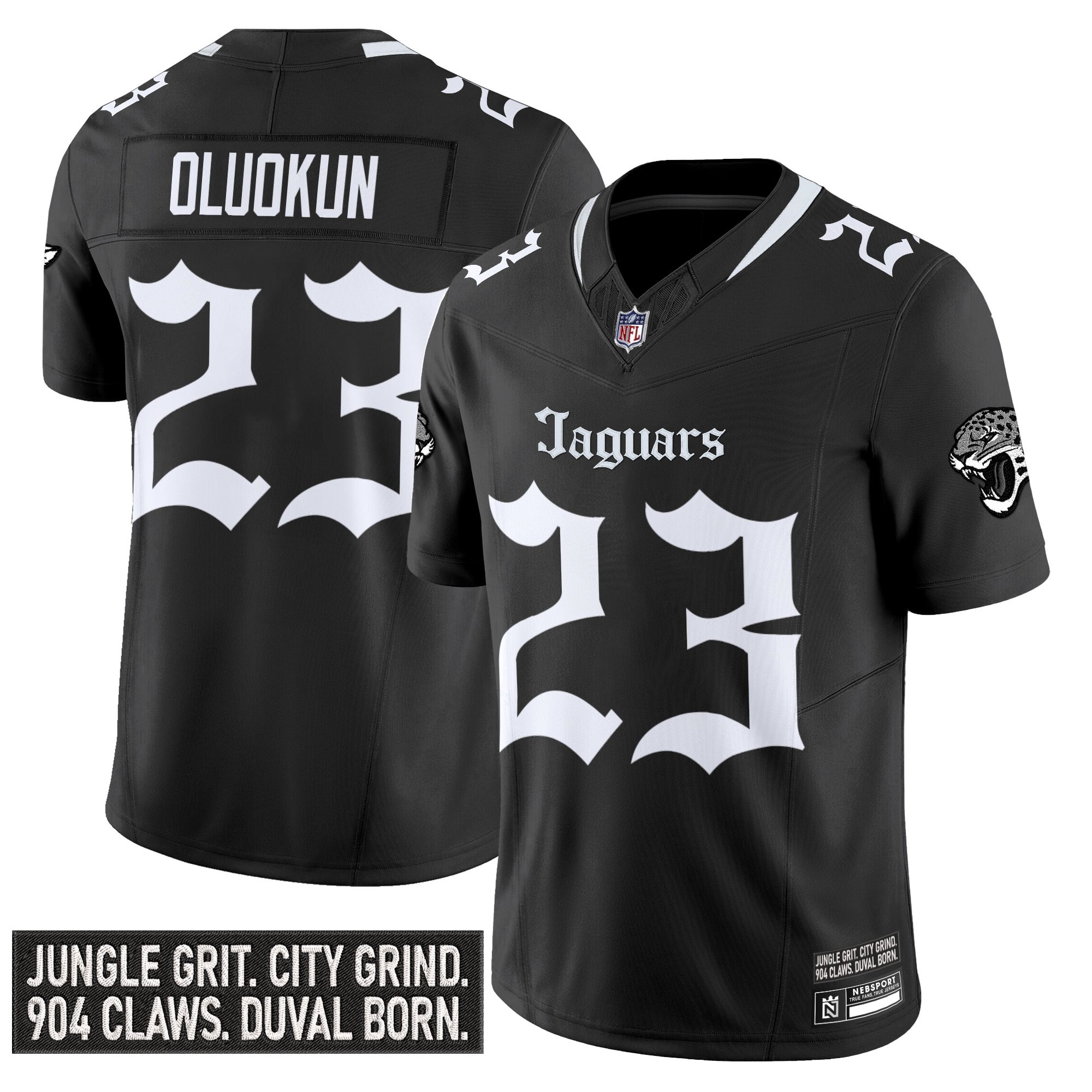 Foyesade Oluokun Men's Jacksonville Jaguars 'Gothic Duvall Shadows Edition' Vapor Black Jersey - All Stitched