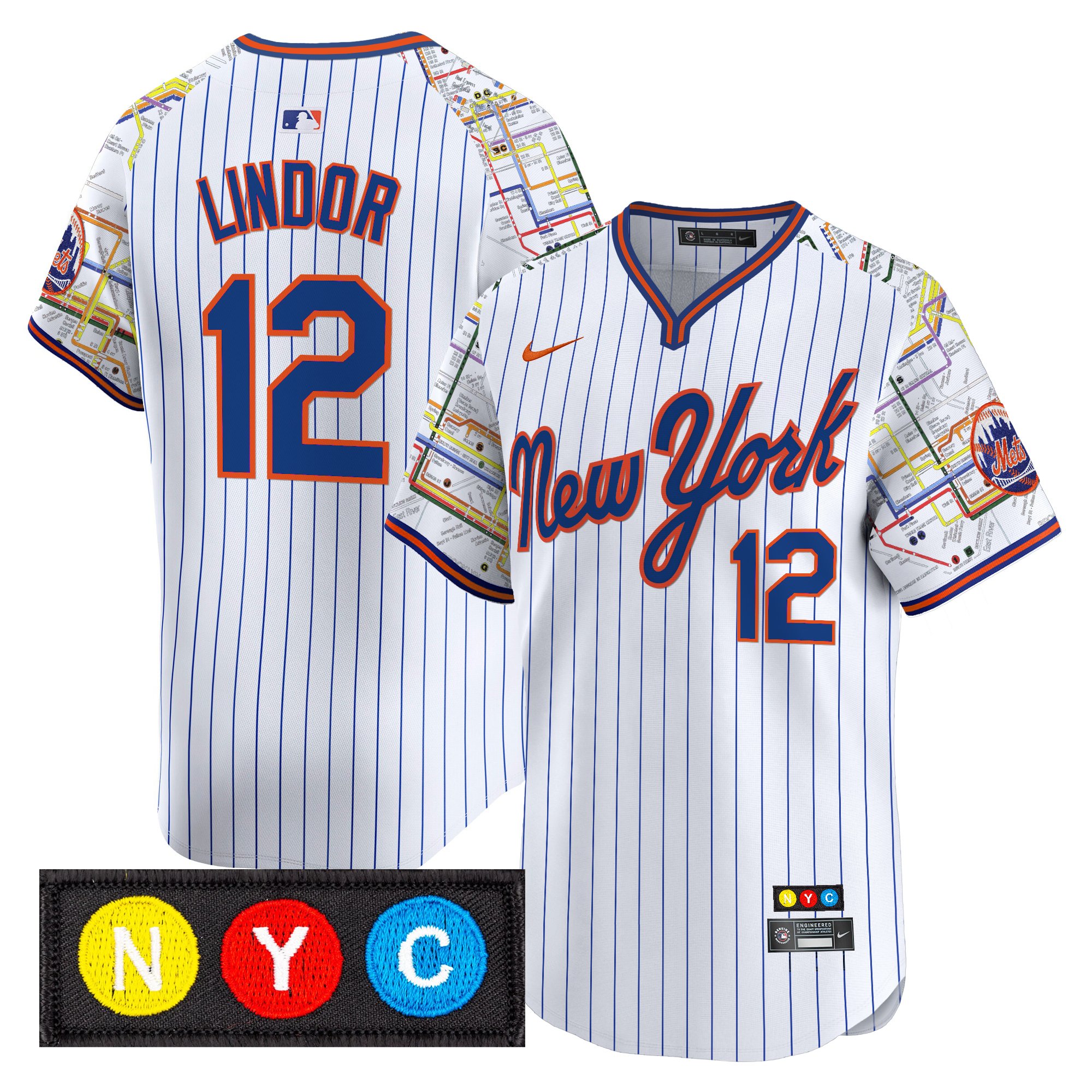 Francisco Lindor Men's New York Mets Subway Style Vapor Premier Limited Pinstripe Jersey - Stitched