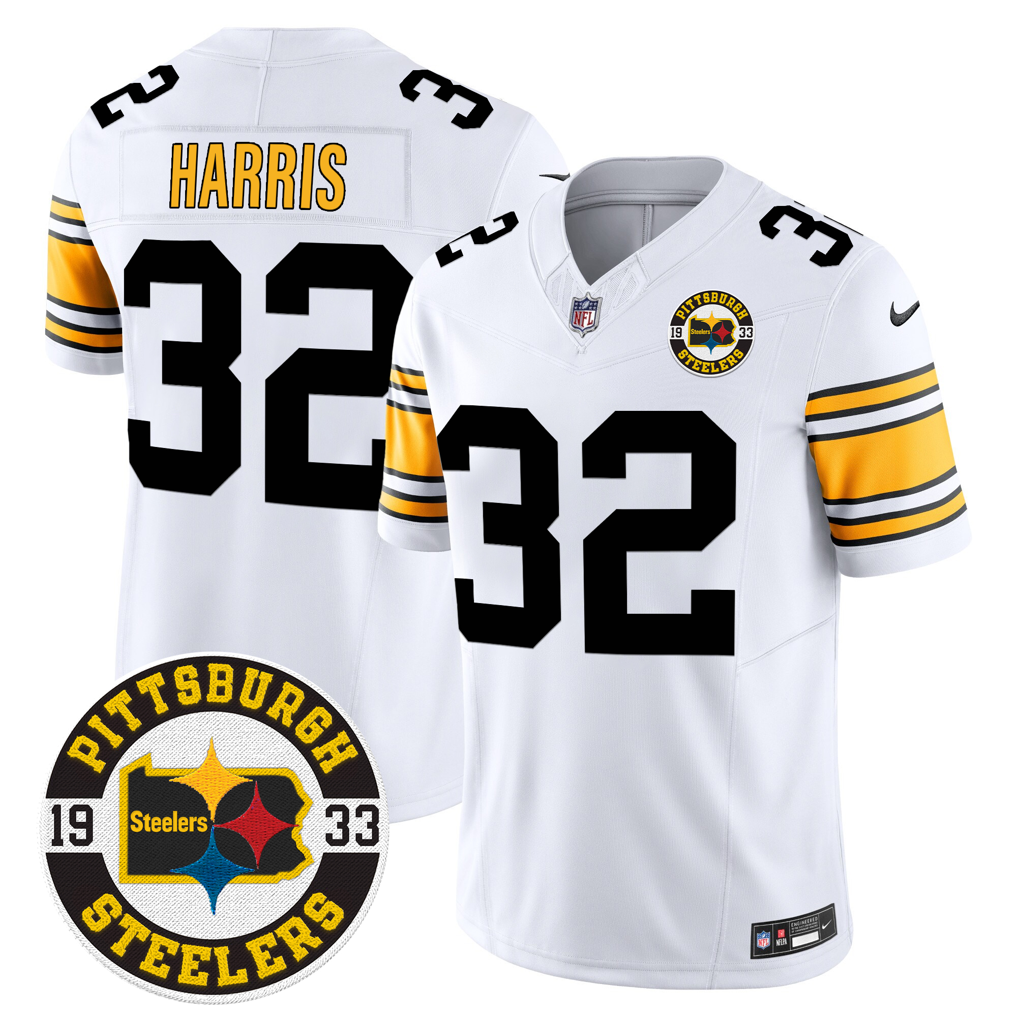 Franco Harris Men's Pittsburgh Steelers 2024 Vapor Limited 1975 White Jersey - All Stitched