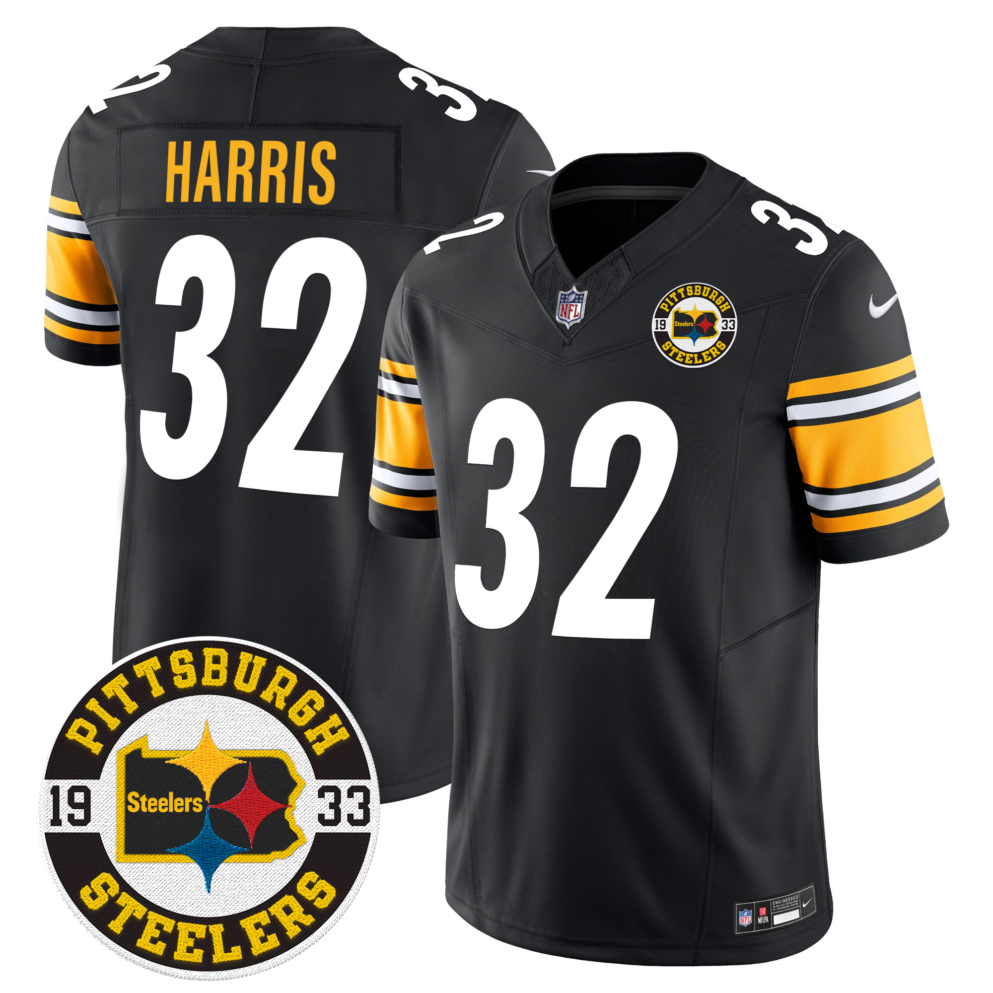Franco Harris Men's Pittsburgh Steelers 2024 Vapor Limited Black Jersey - All Stitched
