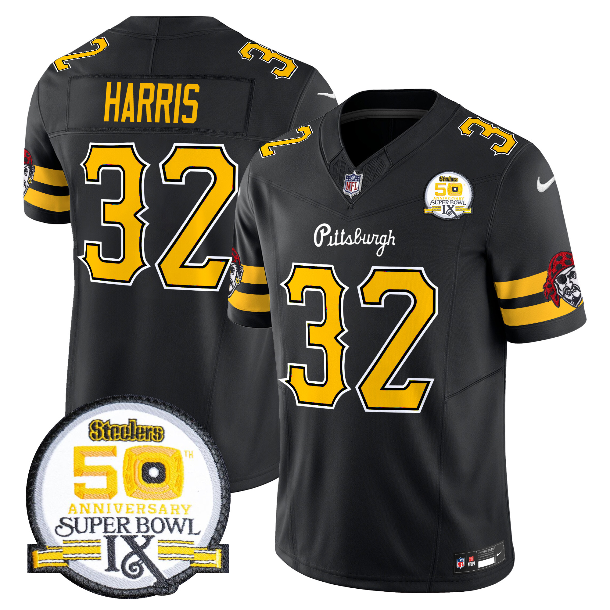 Franco Harris Men's Pittsburgh Steelers 2024 Vapor Limited Black Jersey - All Stitched