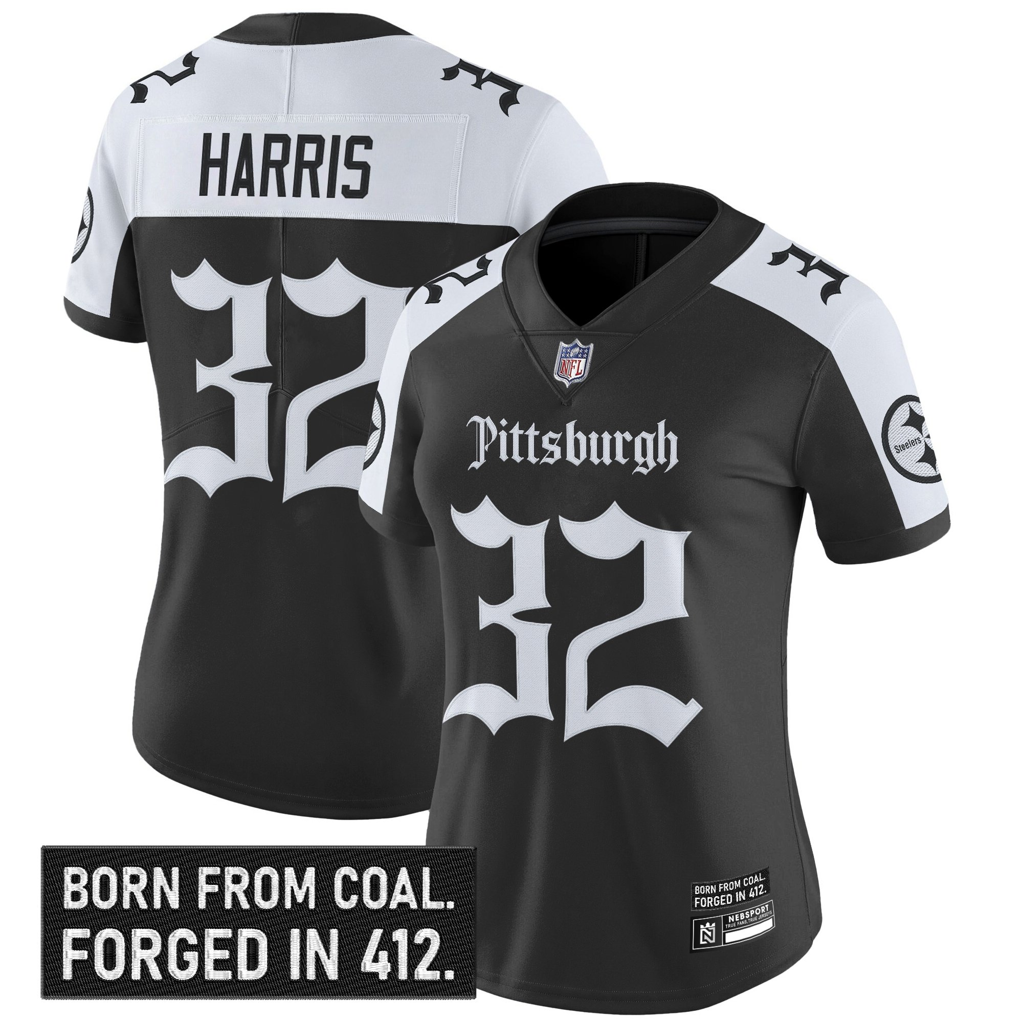 Franco Harris Women's Pittsburgh Steelers 'Gothic Steel City Edition' Vapor Limited Alternate Jersey - All Stitched
