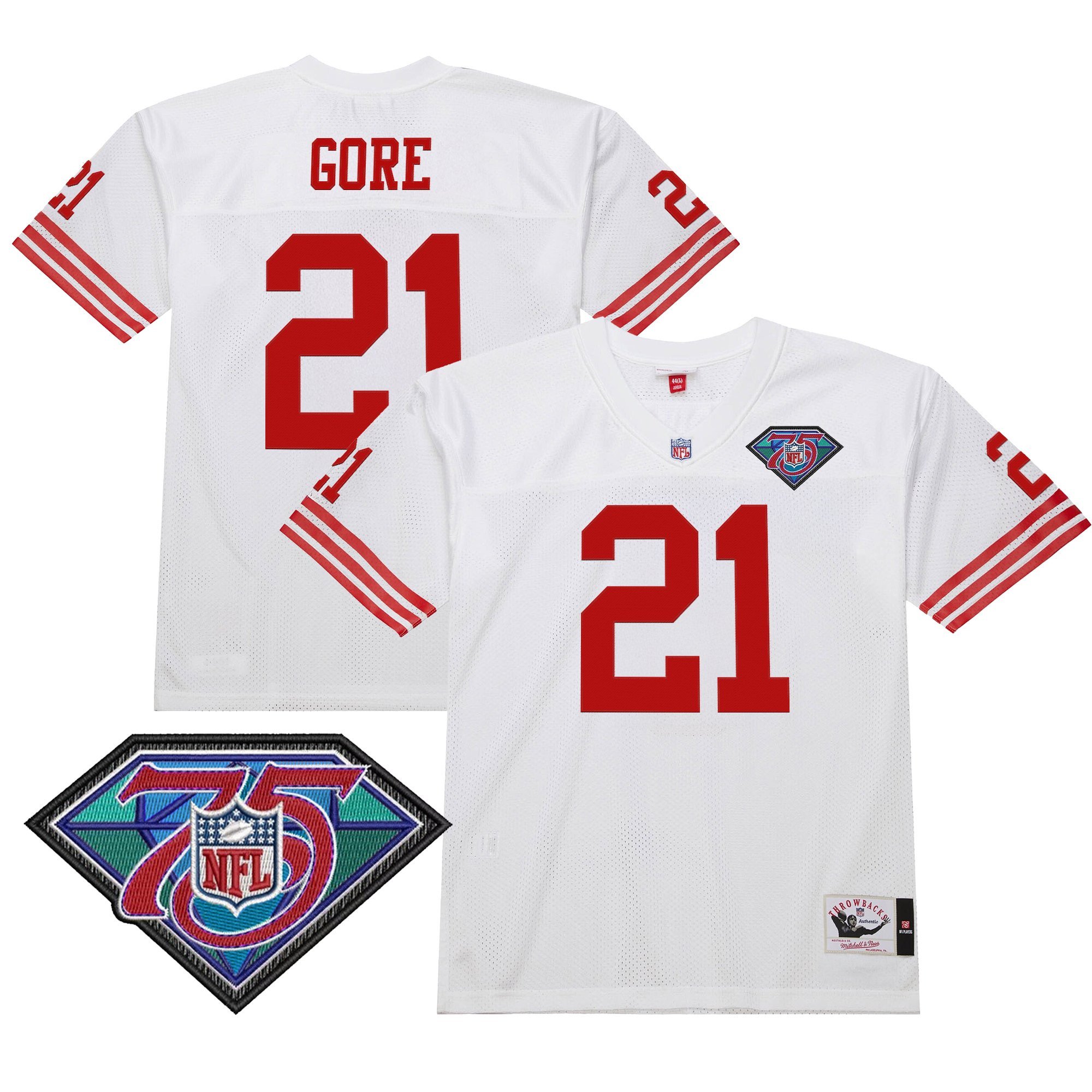 Frank Gore Men's San Francisco 49ers Throwback Player White Retired Jersey - All Stitched