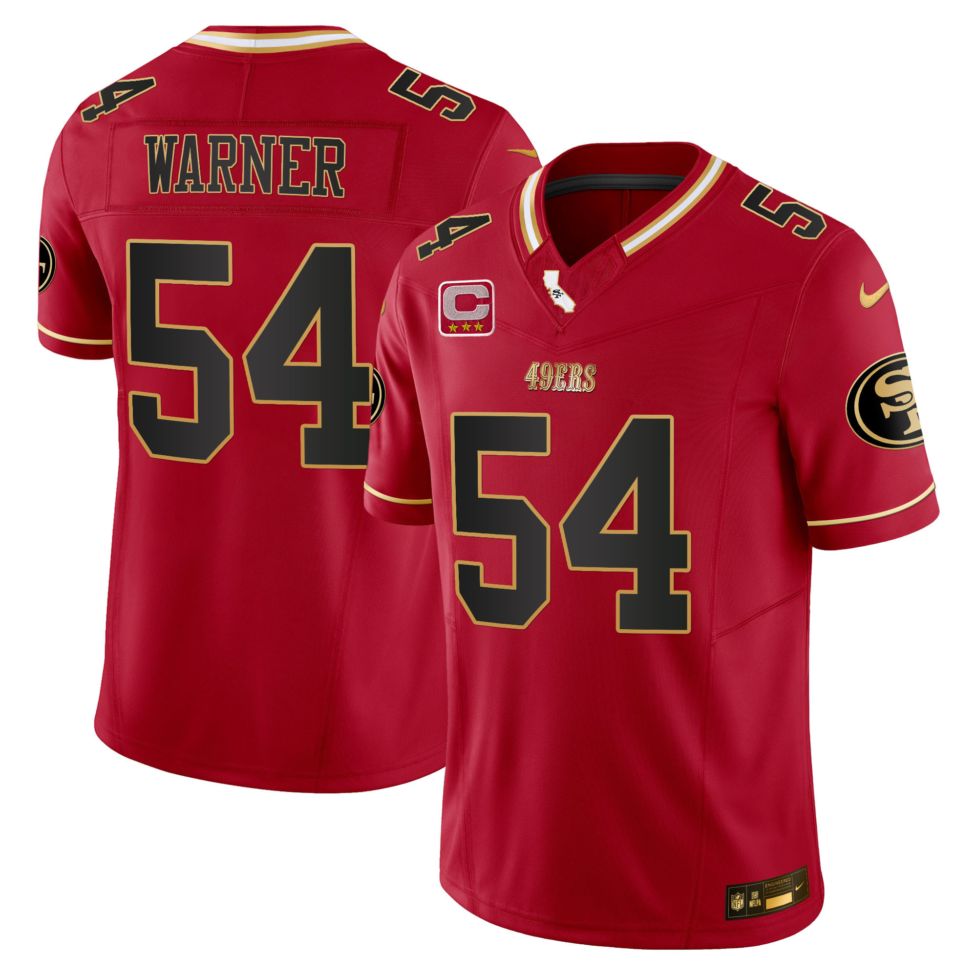 Fred Warner Men's San Francisco 49ers 2024 Gold Vapor Scarlet Limited Jersey - All Stitched