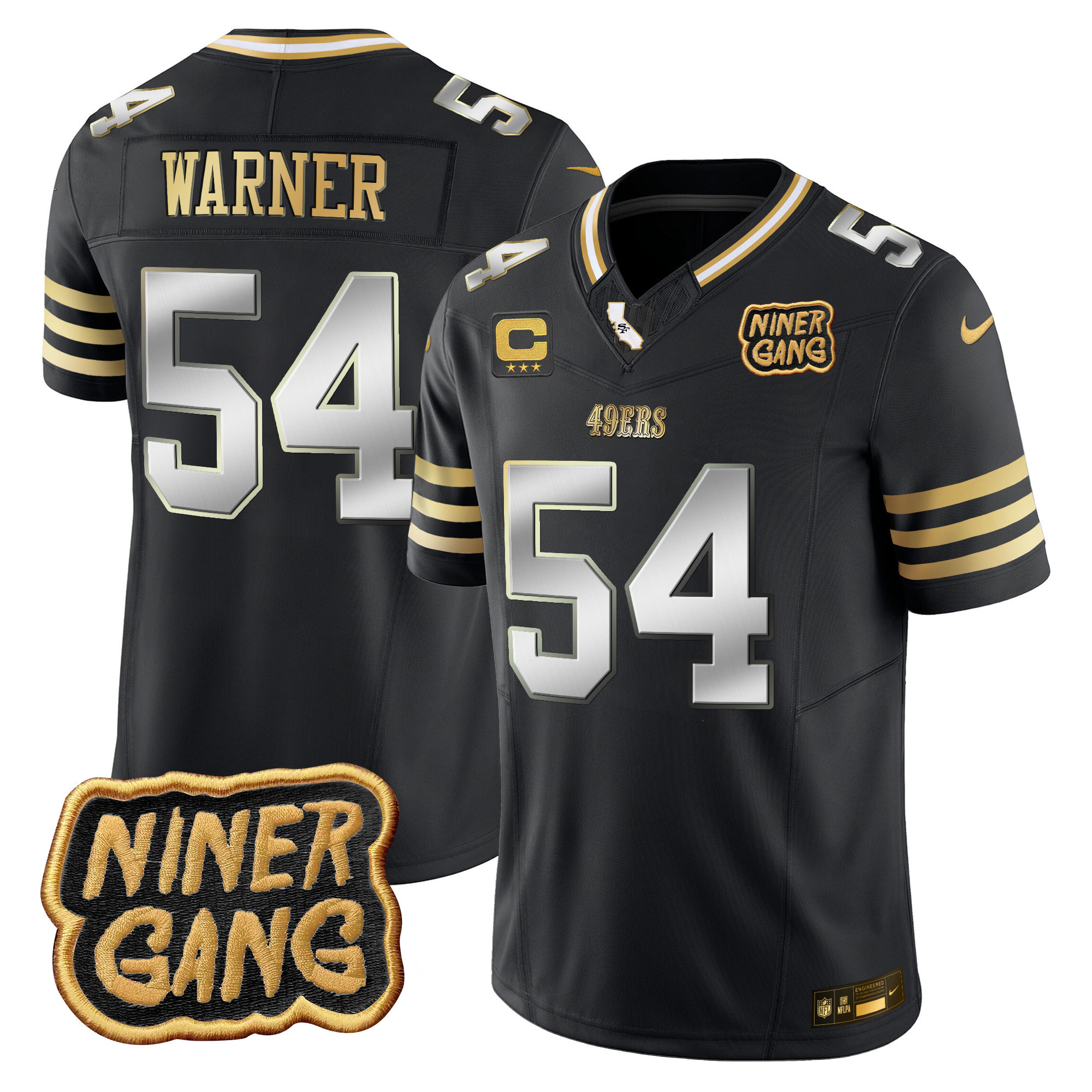 Fred Warner Men's San Francisco 49ers 2024 Niner Gang Patch Vapor Black Limited Jersey - All Stitched