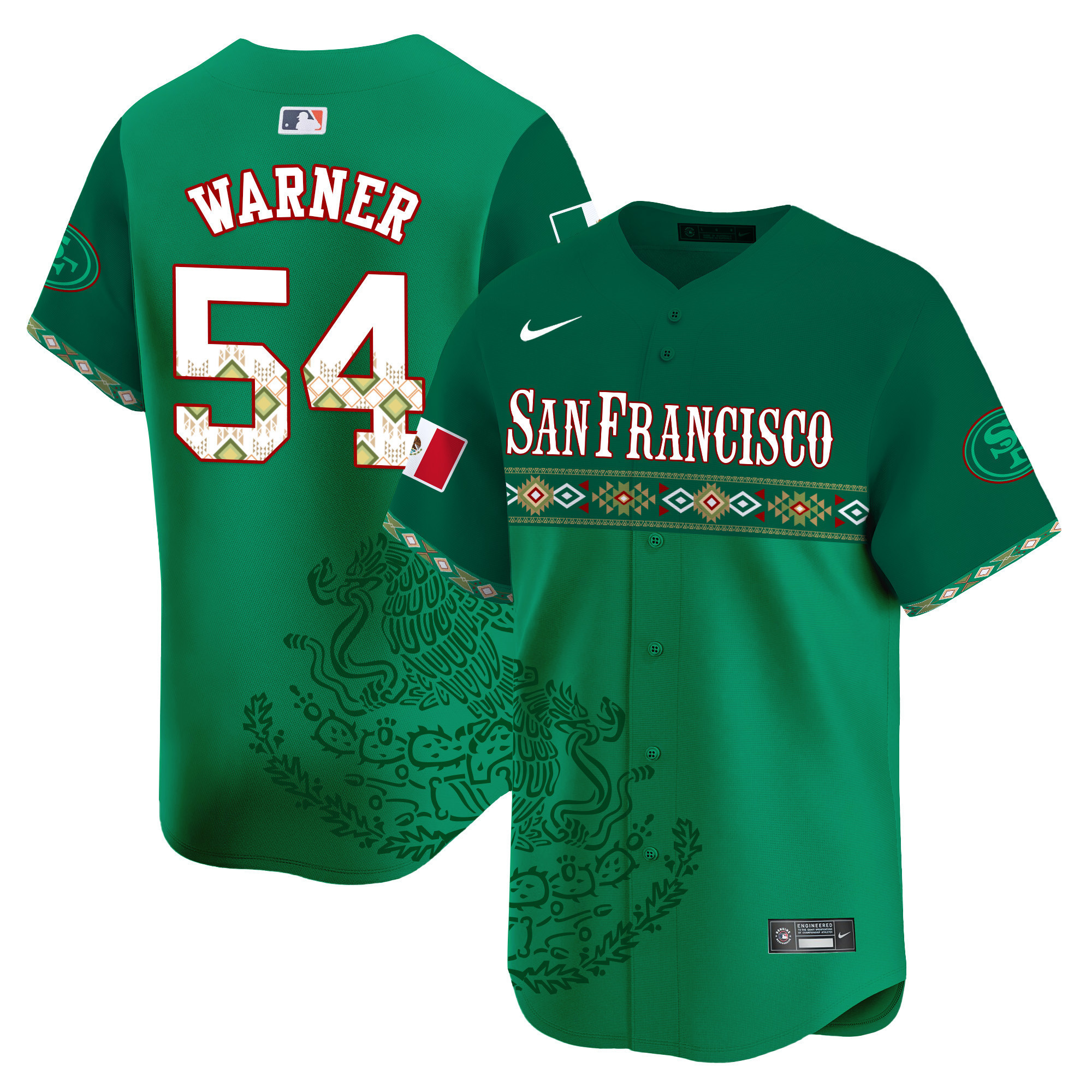 Fred Warner Men's San Francisco 49ers Mexico Vapor Premier Limited Jersey - Printed Green Jersey - All Stitched