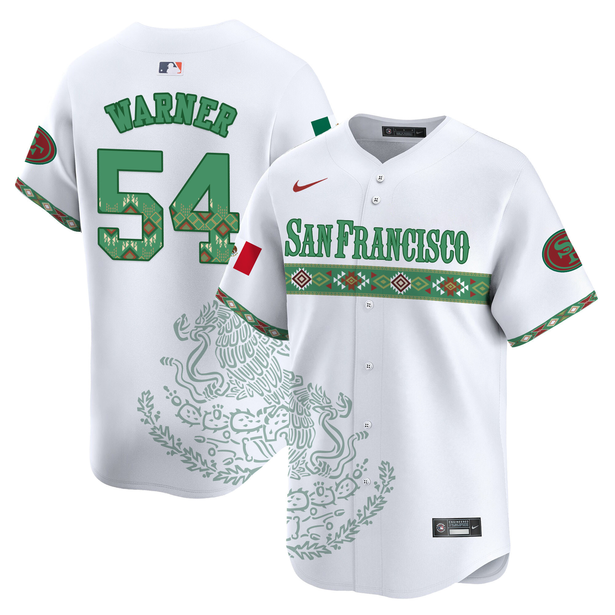 Fred Warner Men's San Francisco 49ers Mexico Vapor Premier Limited Jersey - Printed White Jersey - All Stitched