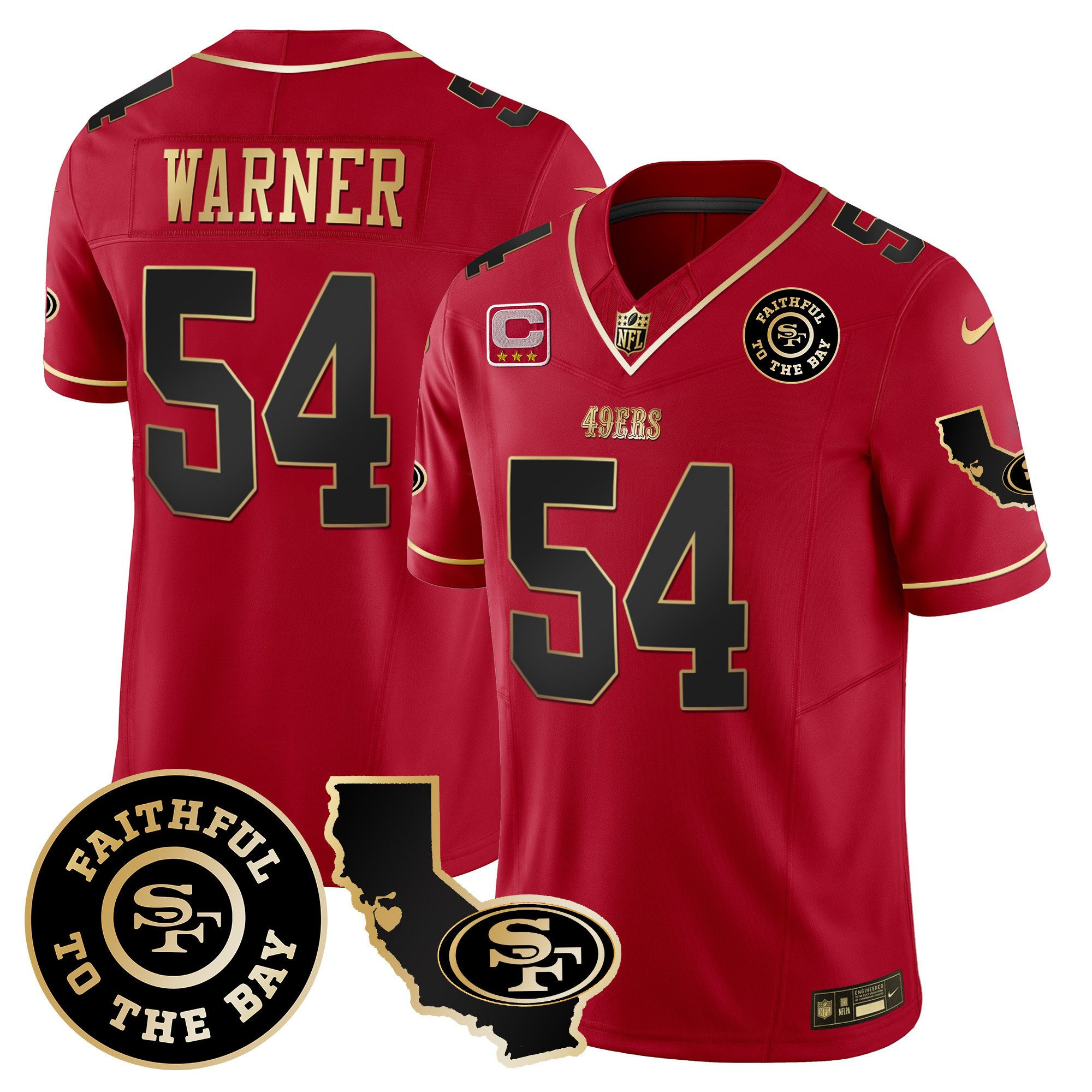 Fred Warner San Francisco 49ers Faithful & California Patch Vapor Red Jersey - All Stitched