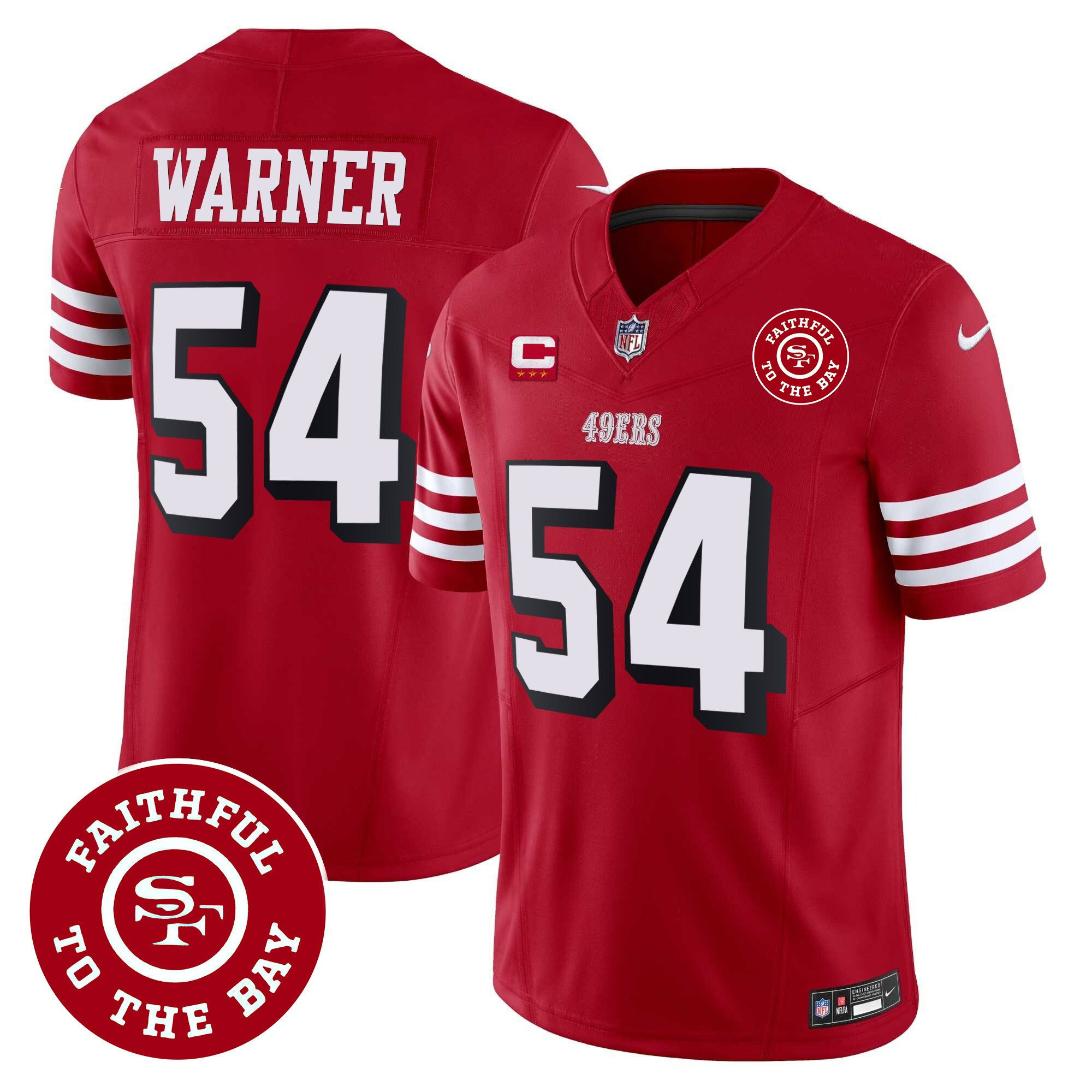 Fred Warner San Francisco 49ers Faithful To The Bay Patch Vapor Red Jersey - All Stitched