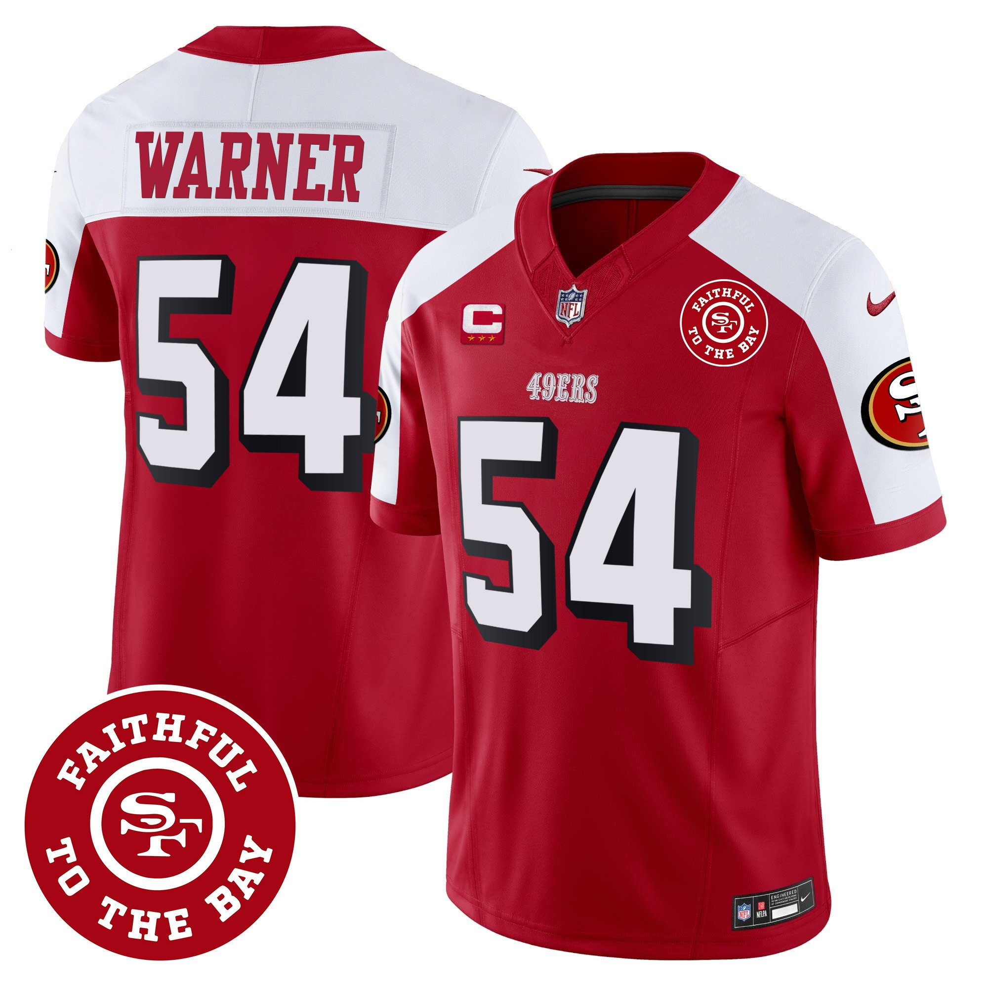 Fred Warner San Francisco 49ers Faithful To The Bay Patch Vapor Red/White Jersey - All Stitched