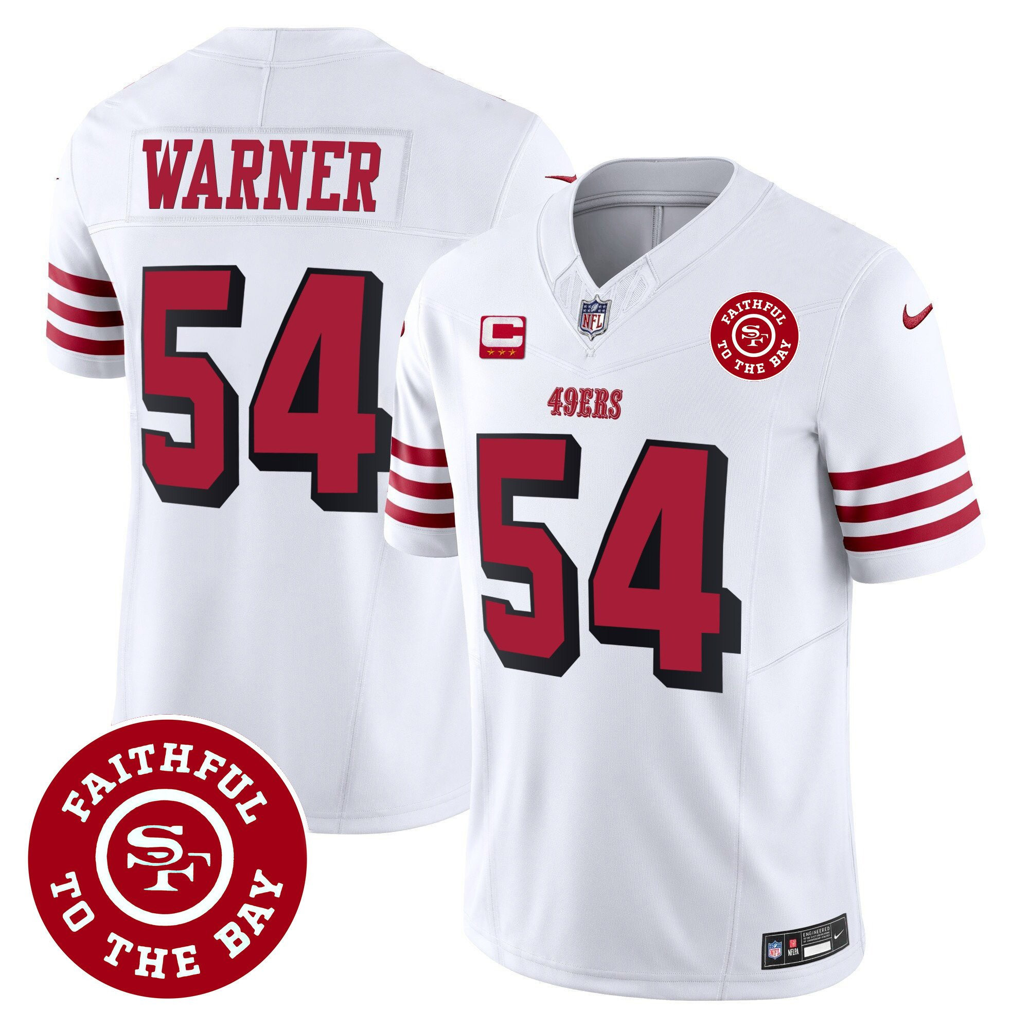 Fred Warner San Francisco 49ers Faithful To The Bay Patch Vapor White Jersey - All Stitched