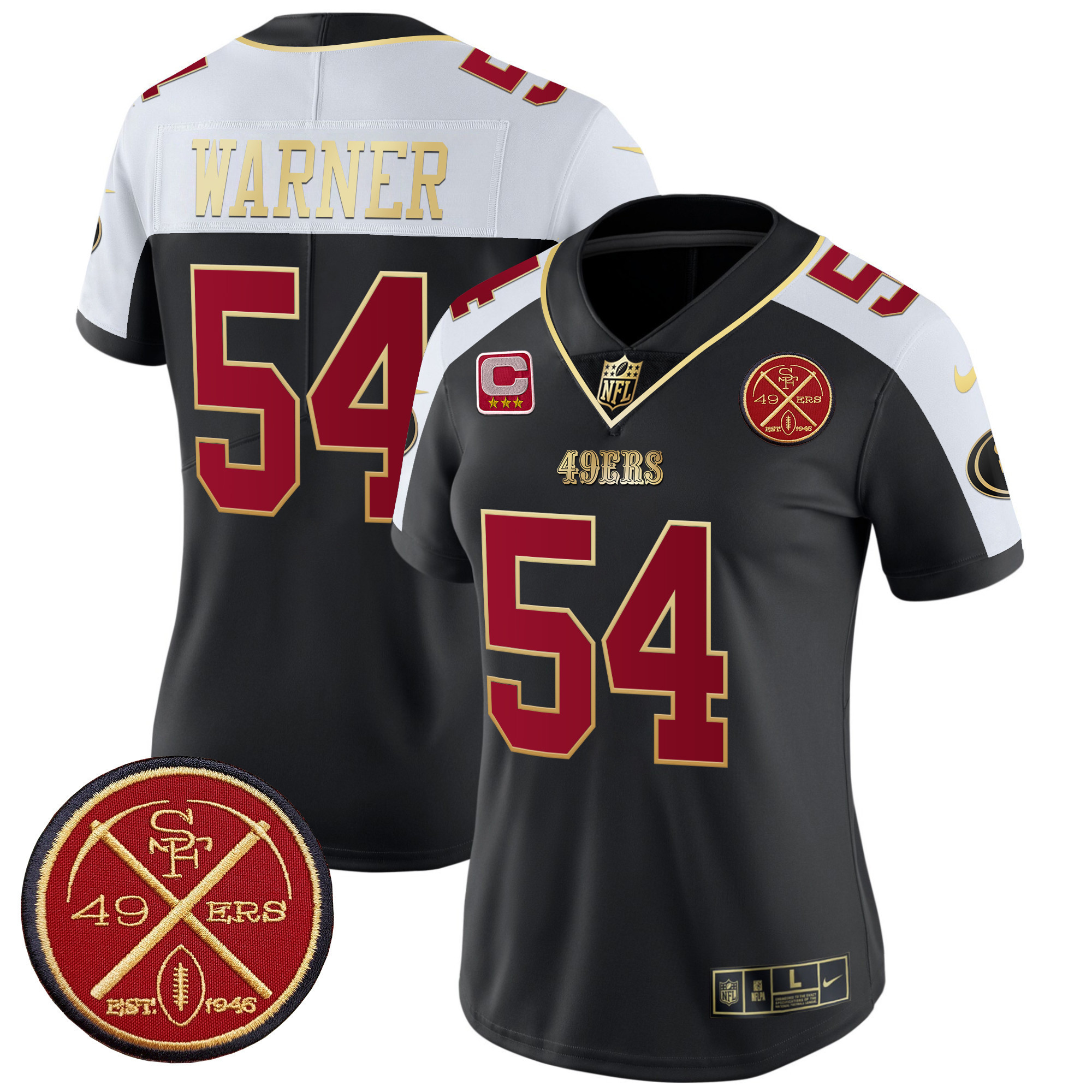 Fred Warner Women's San Francisco 49ers Est.1946 Patch Vapor Limited Black Alternate Jersey - All Stitched