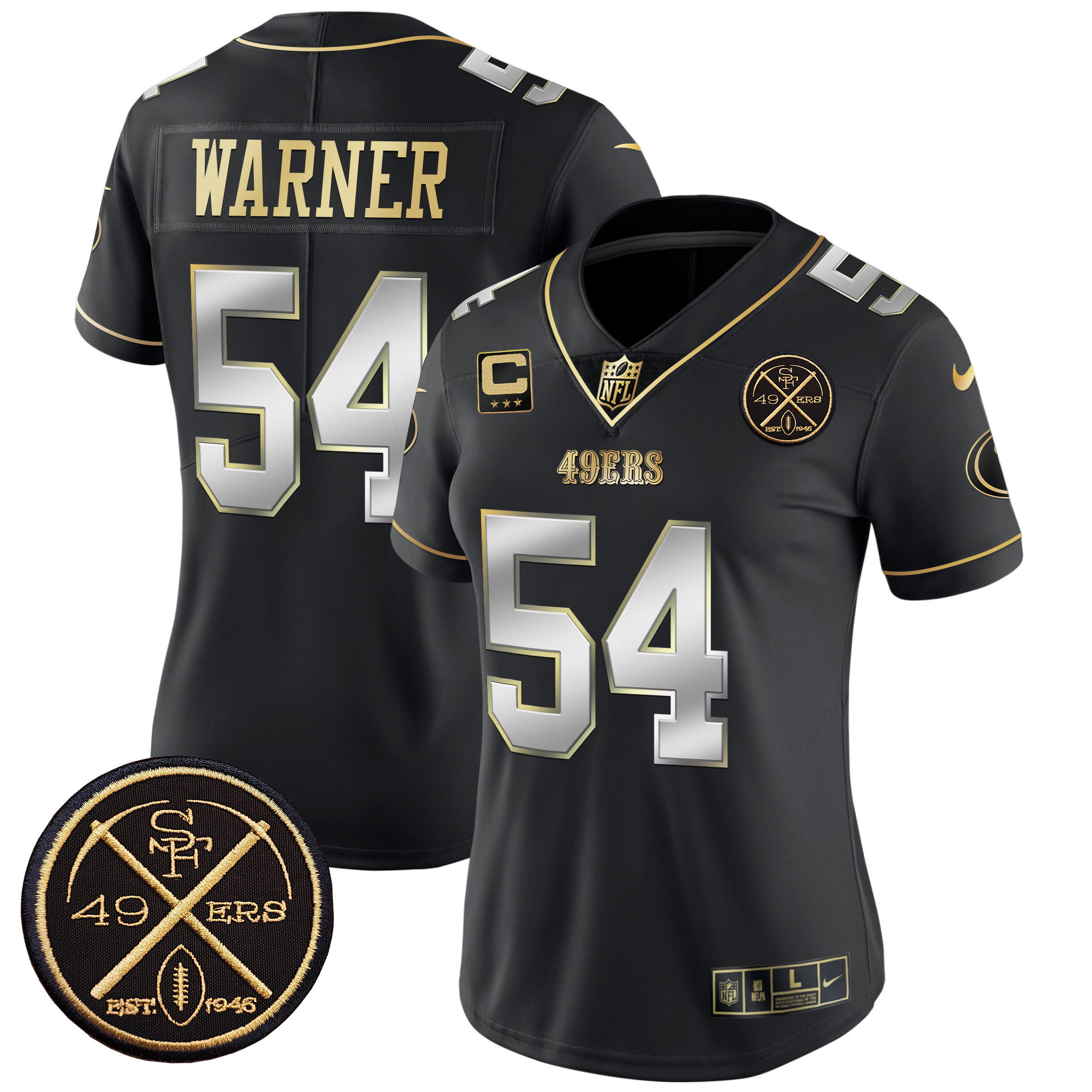 Fred Warner Women's San Francisco 49ers Est.1946 Patch Vapor Limited Black Limited Jersey - All Stitched