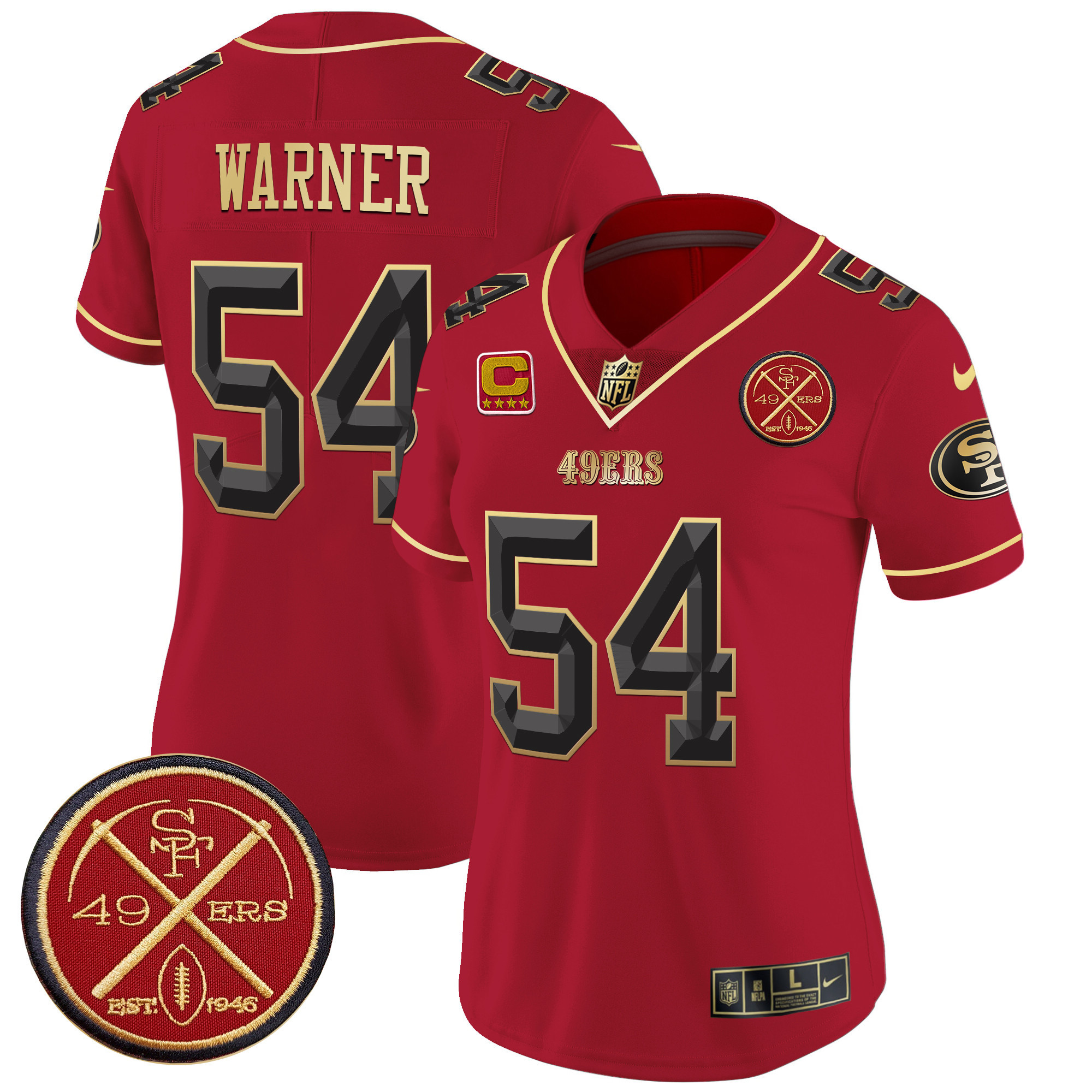Fred Warner Women's San Francisco 49ers Est.1946 Patch Vapor Limited Scarlet Limited Jersey - All Stitched
