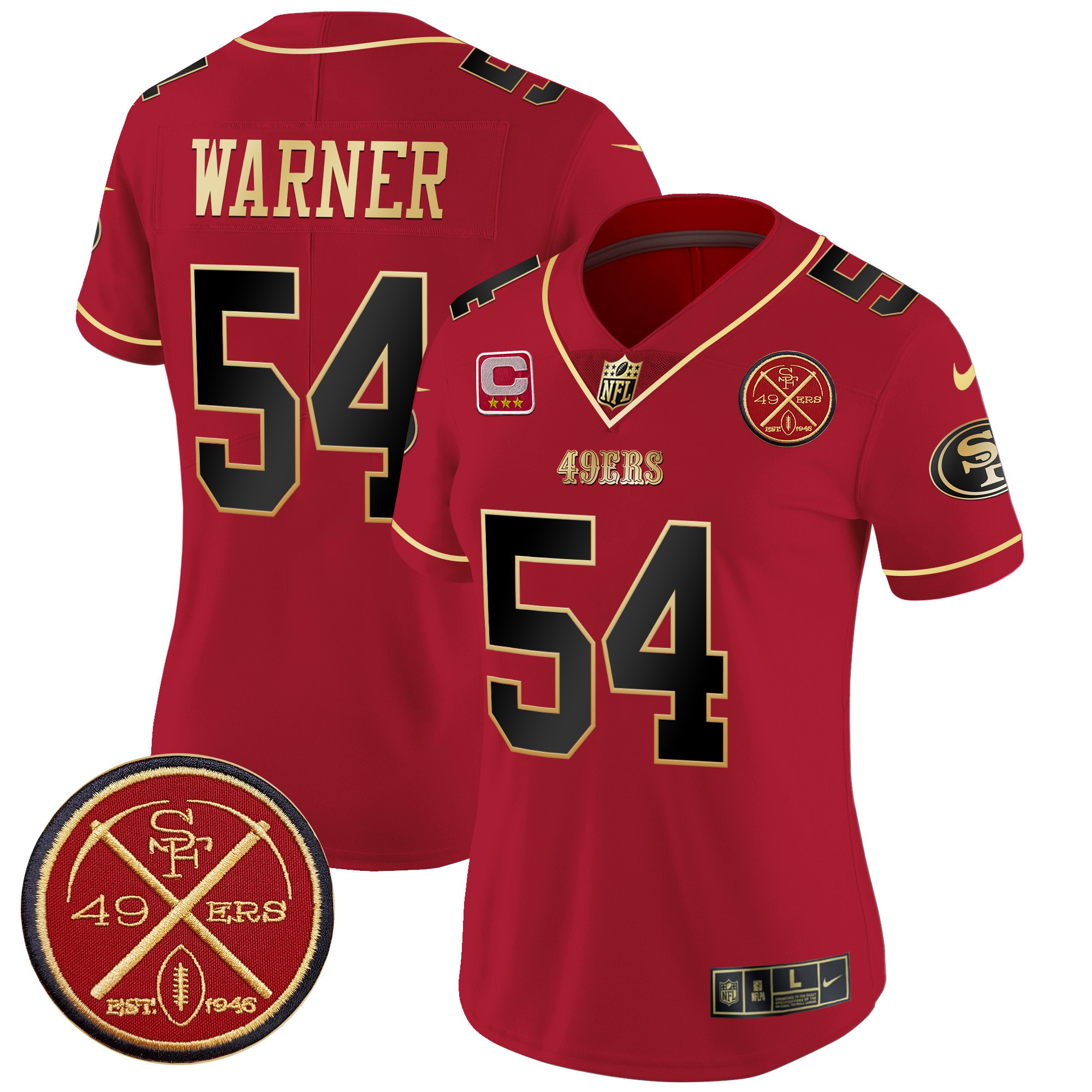 Fred Warner Women's San Francisco 49ers Est.1946 Patch Vapor Limited Scarlet Limited Jersey - All Stitched