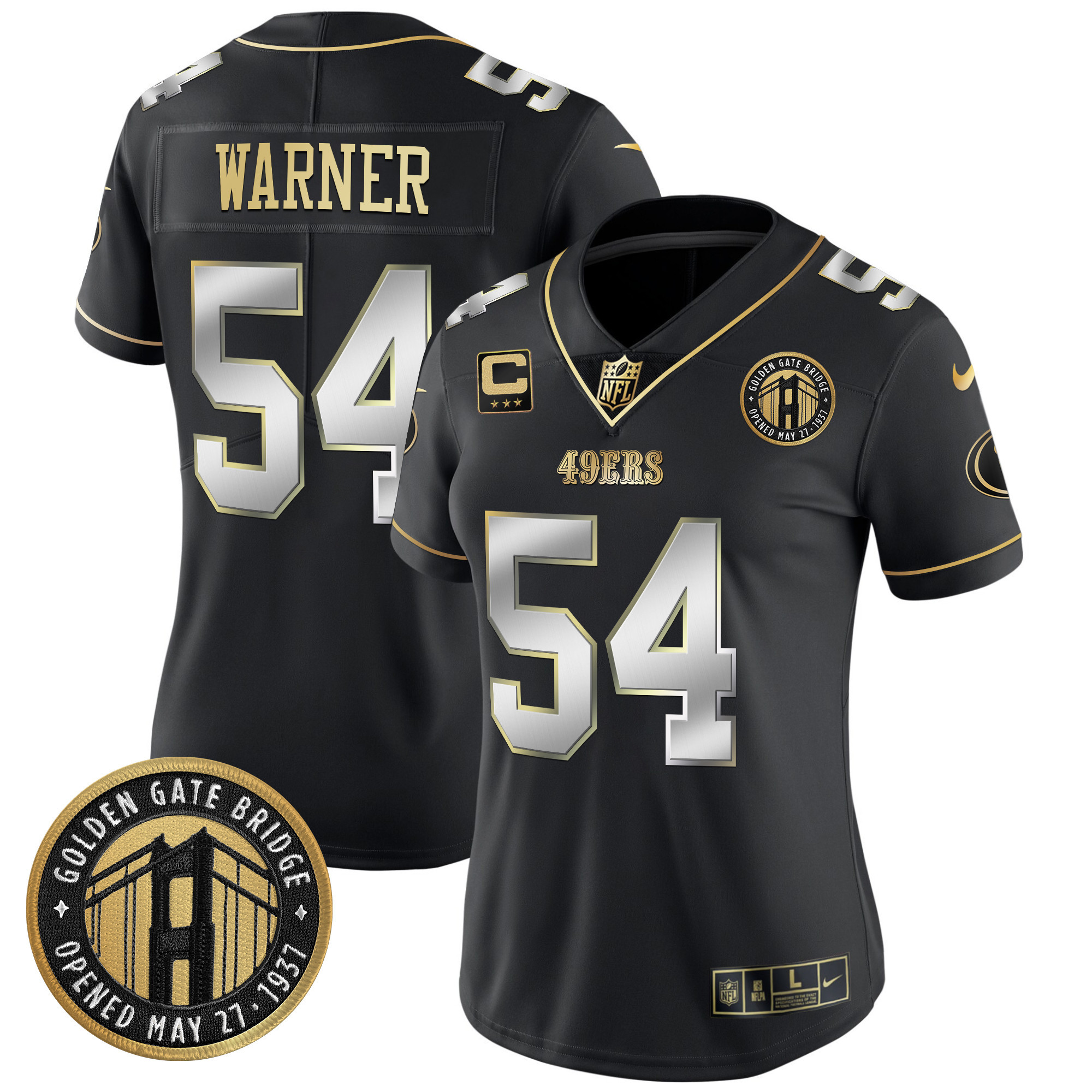Fred Warner Women's San Francisco 49ers Golden Gate Bridge Patch Vapor Limited Black Limited Jersey - All Stitched