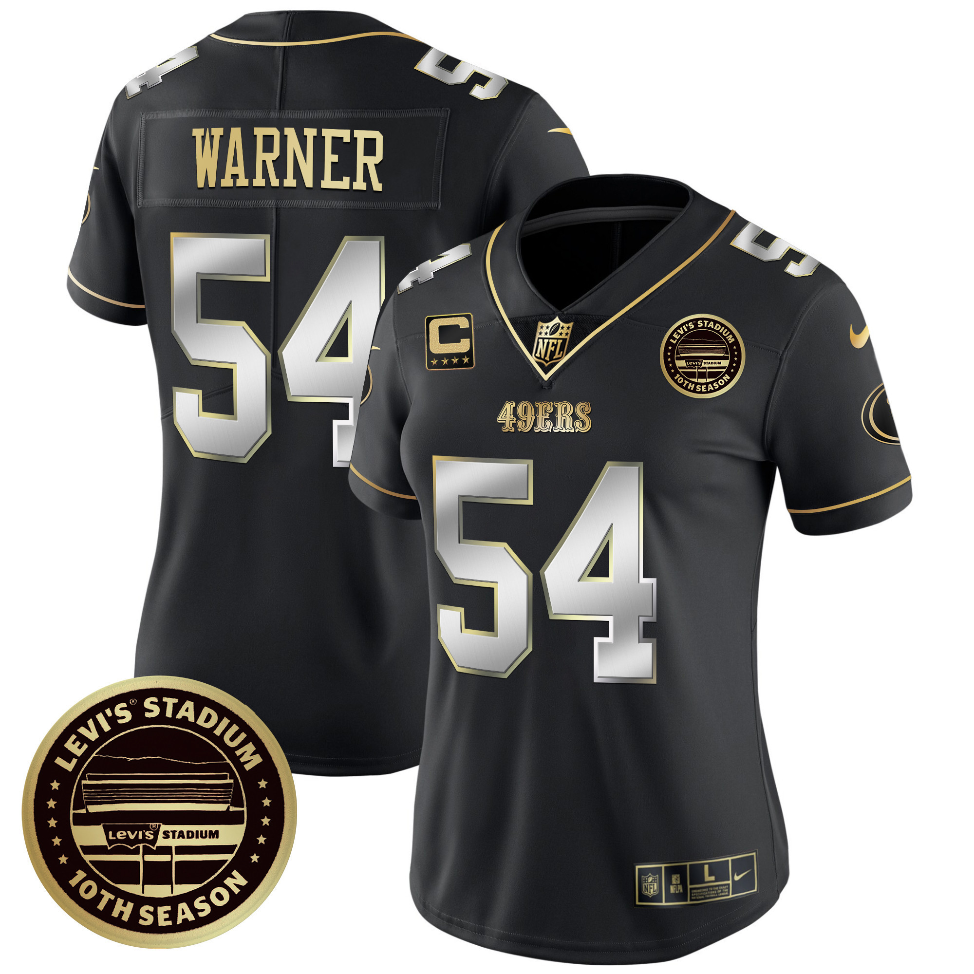 Fred Warner Women's San Francisco 49ers Levi'S Stadium 10th Season Patch Vapor Limited Black Limited Jersey - All Stitched