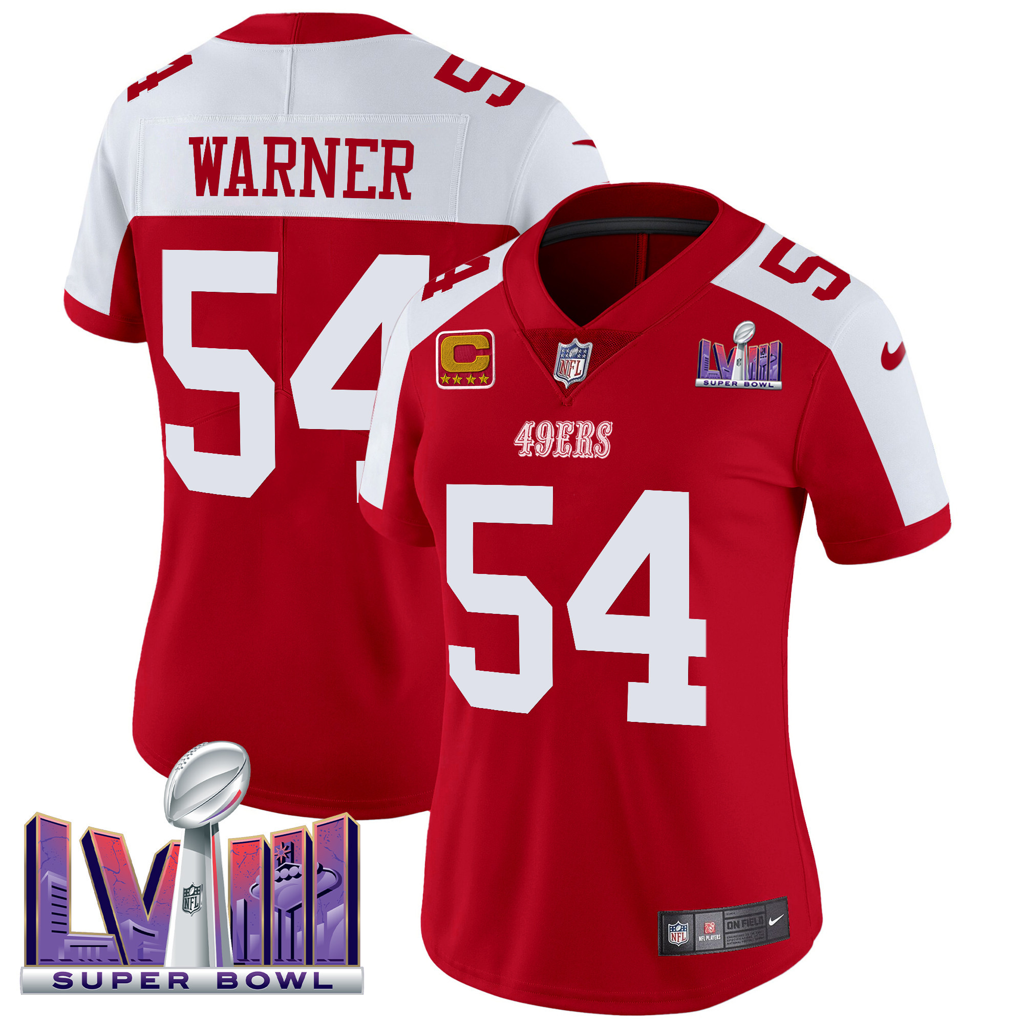 Fred Warner Women's San Francisco 49ers Super Bowl LVIII Patch Vapor Limited Alternate Jersey - All Stitched