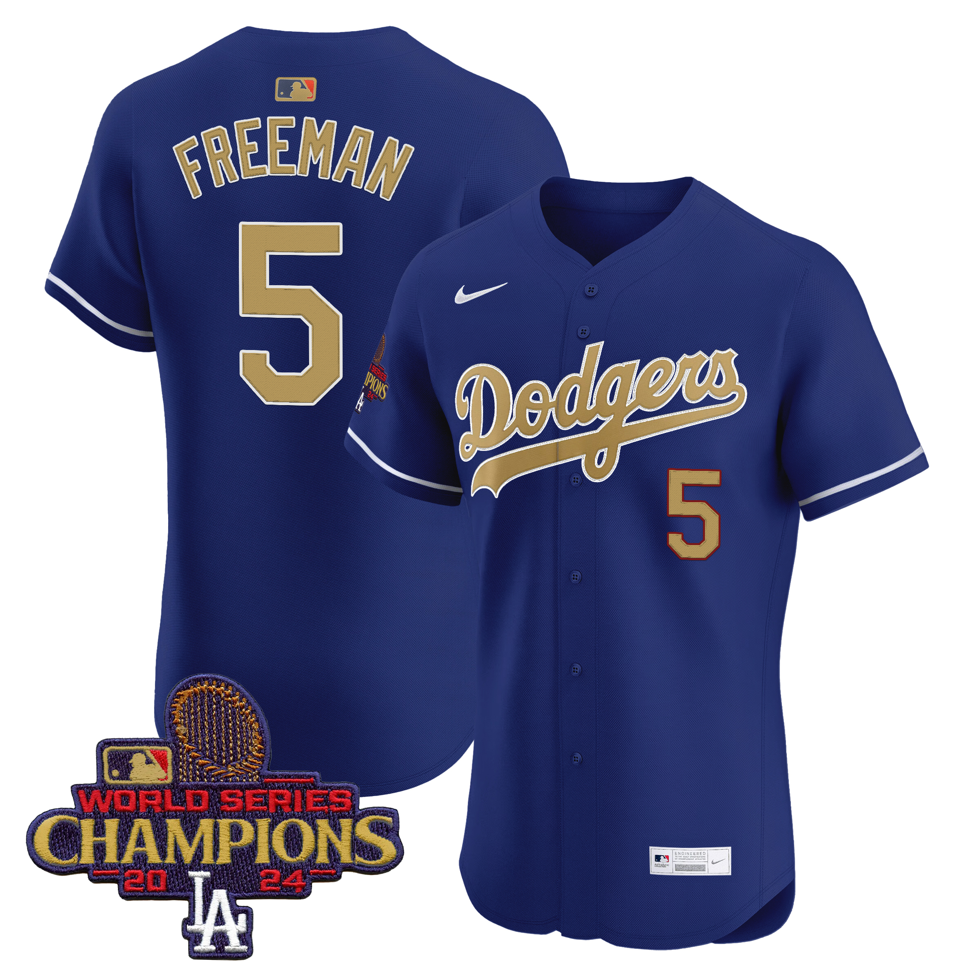 Freddie Freeman Men's Los Angeles Dodgers 2025 Gold Vapor Premier Elite Royal Jersey - All Stitched