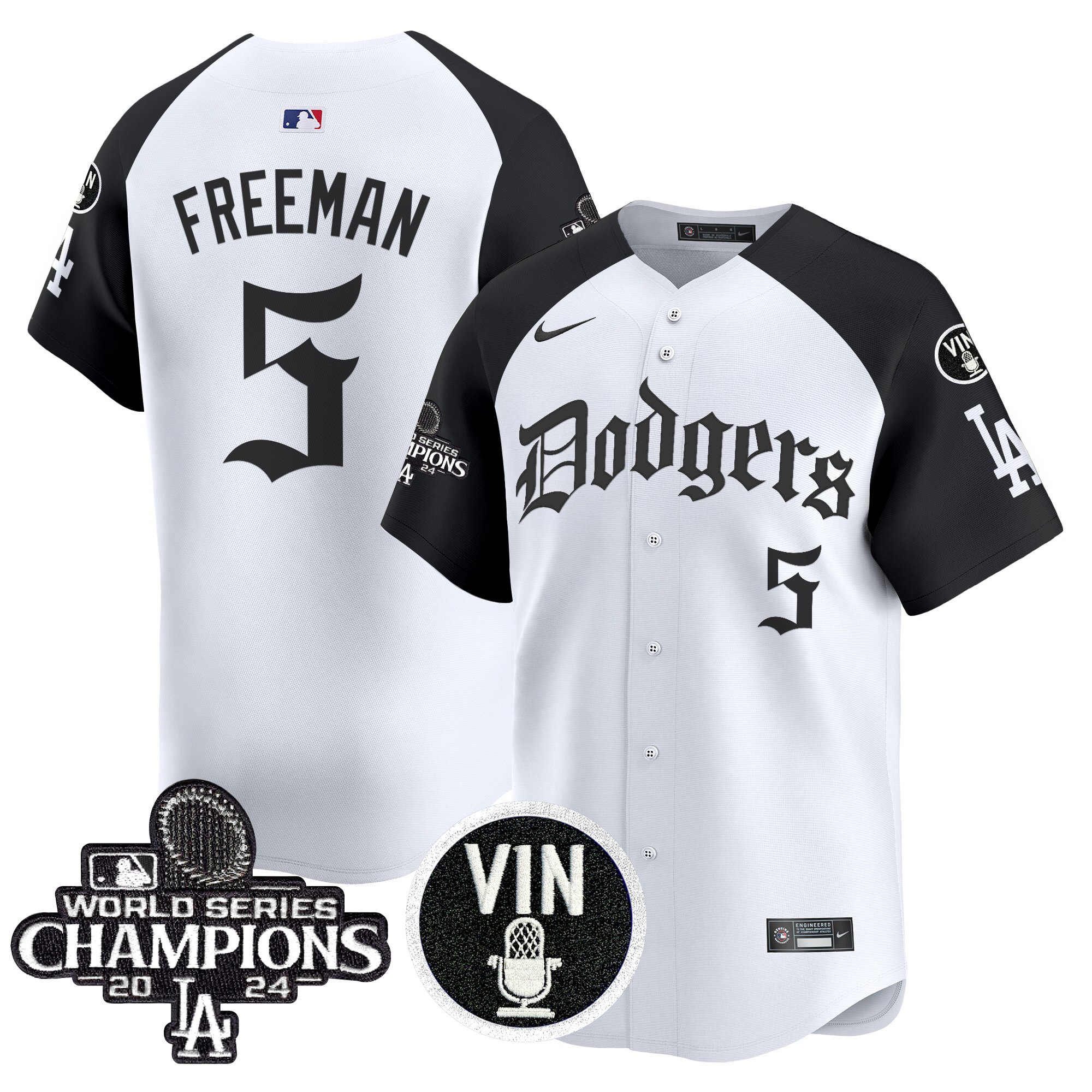 Freddie Freeman Men's Los Angeles Dodgers 2025 LA Gothic Style Vapor Premier Limited Alternate Jersey V2 - All Stitched
