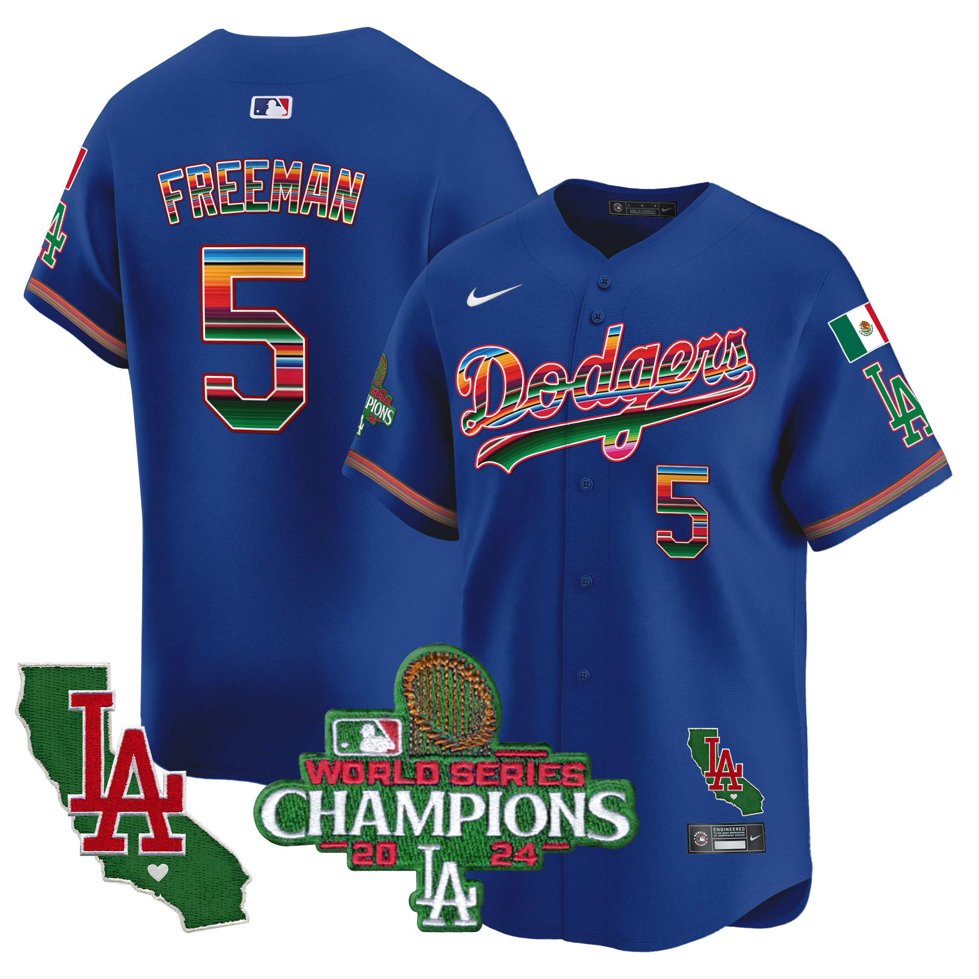 Freddie Freeman Men's Los Angeles Dodgers Mexico 2024 World Series Champions Vapor Premier Limited Royal Jersey - All Stitched