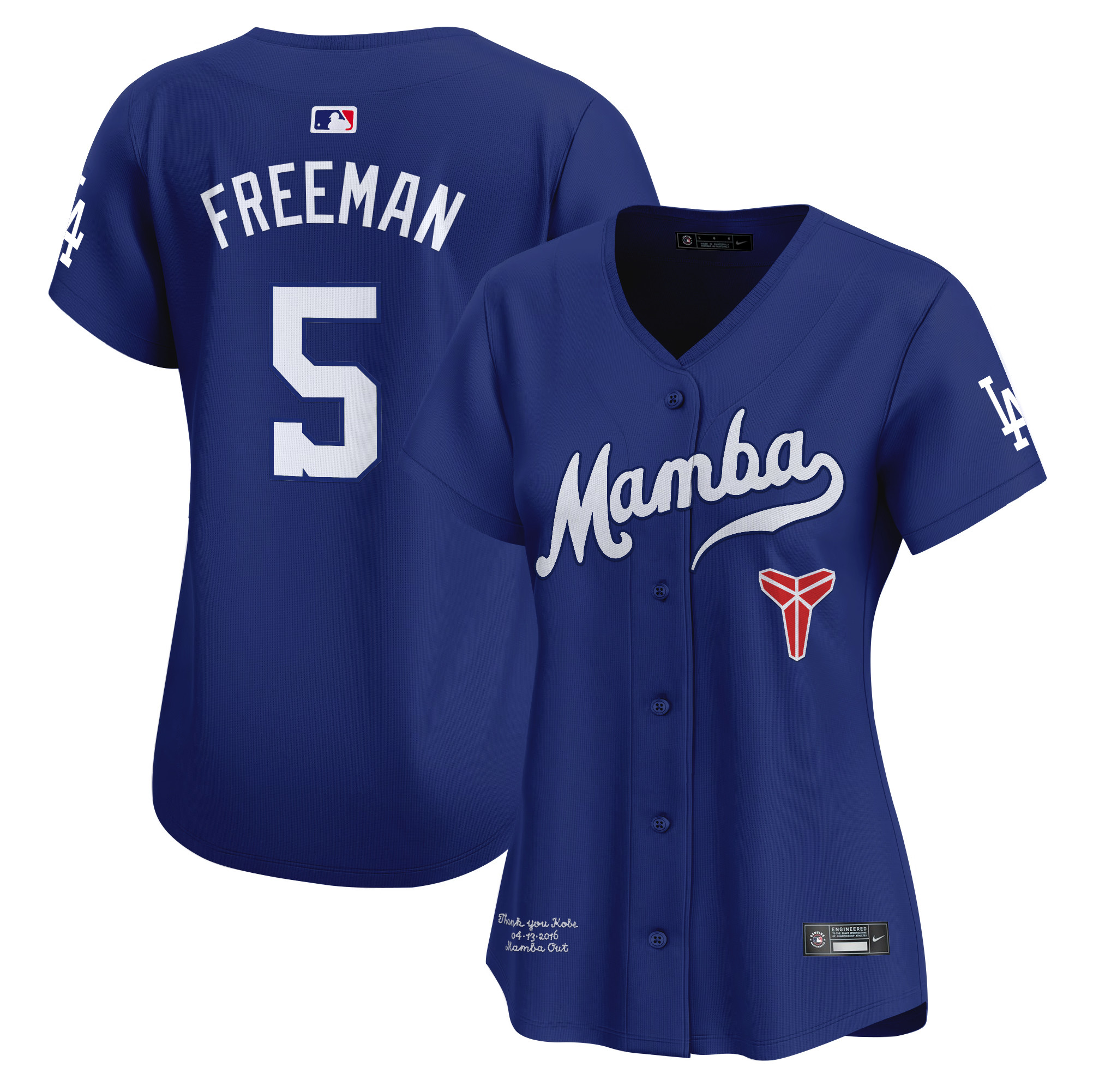 Freddie Freeman Women's Los Angeles Dodgers Kobe Bryant Mamba Vapor Premier Limited Royal Jersey - All Stitched