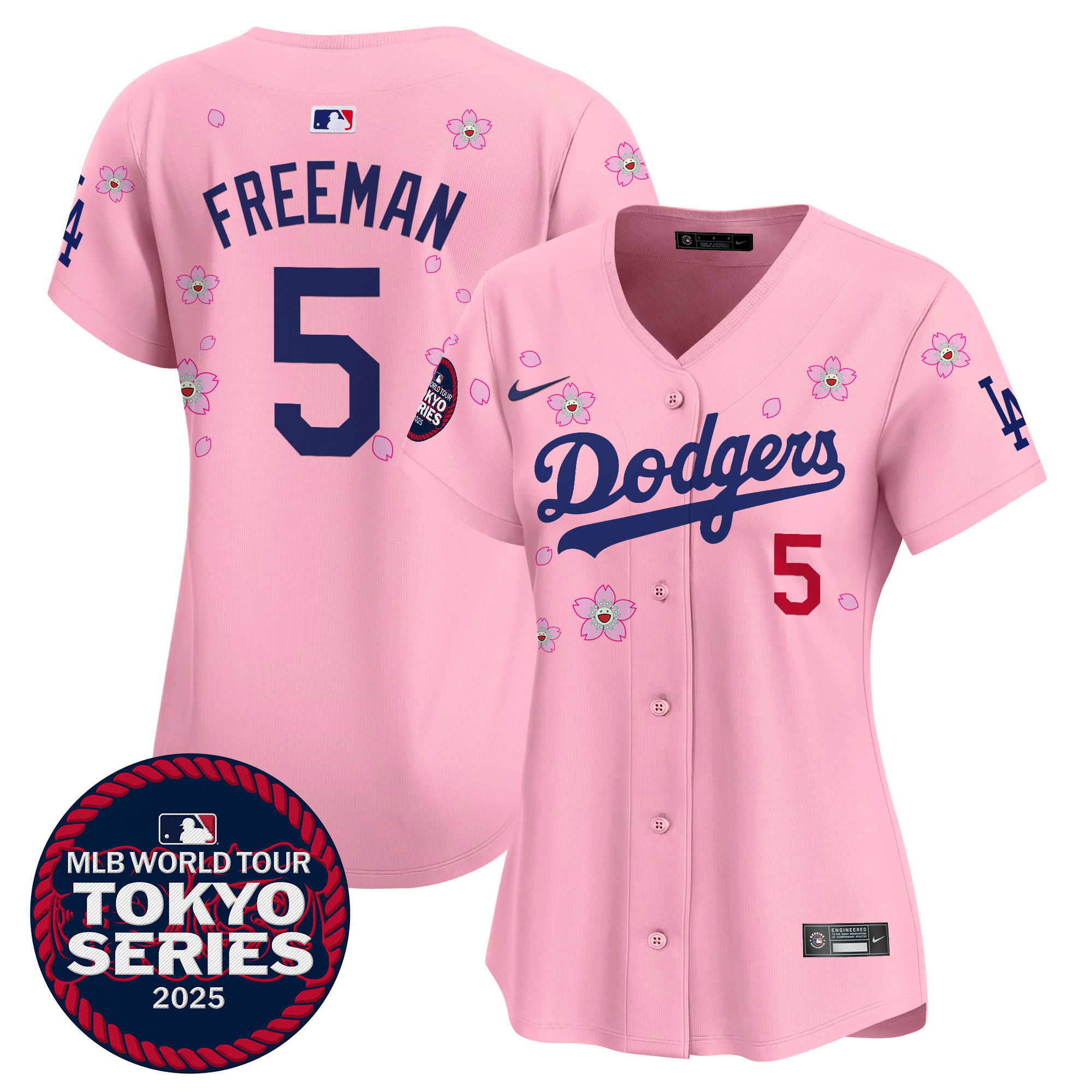 Freddie Freeman Women's Los Angeles Dodgers Tokyo Series 2025 Vapor Premier Limited Cherry Blossom Jersey V2 - Stitched