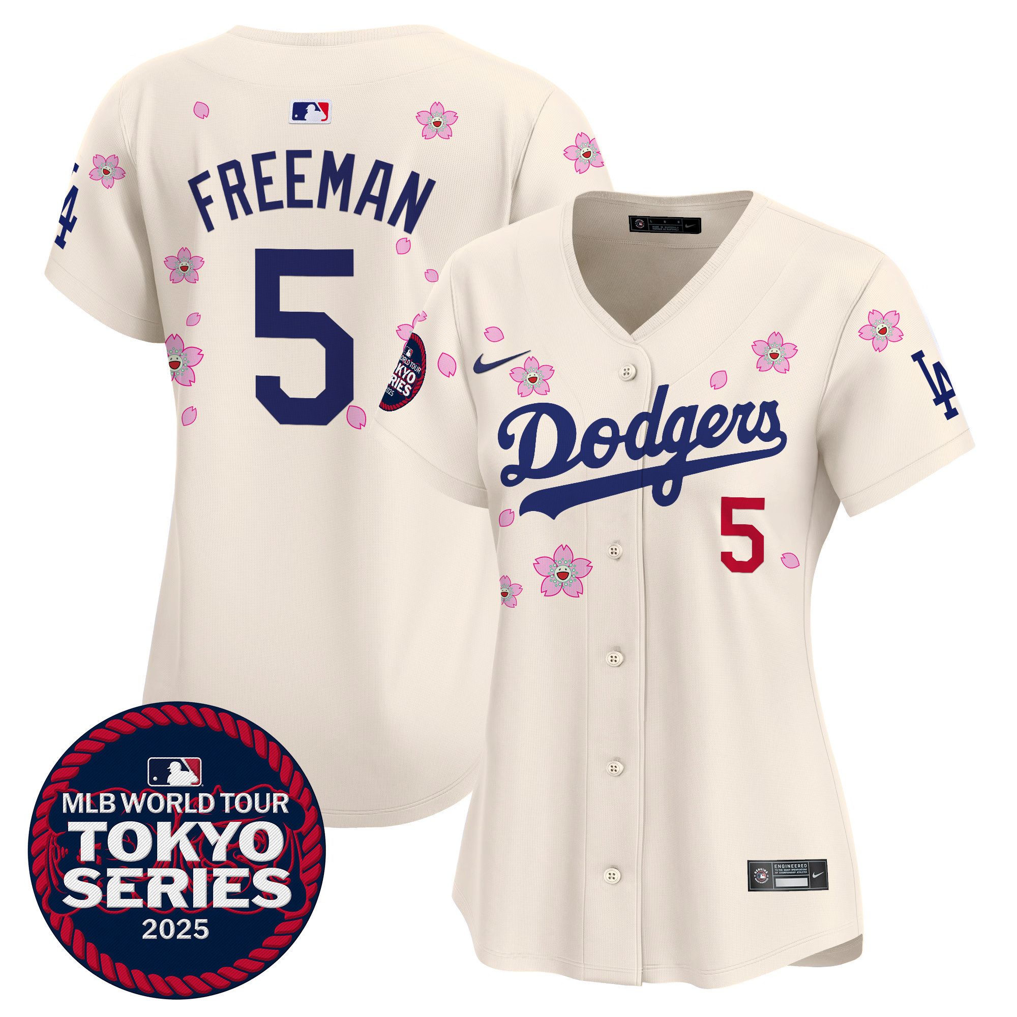 Freddie Freeman Women's Los Angeles Dodgers Tokyo Series 2025 Vapor Premier Limited Cream Jersey - Stitched