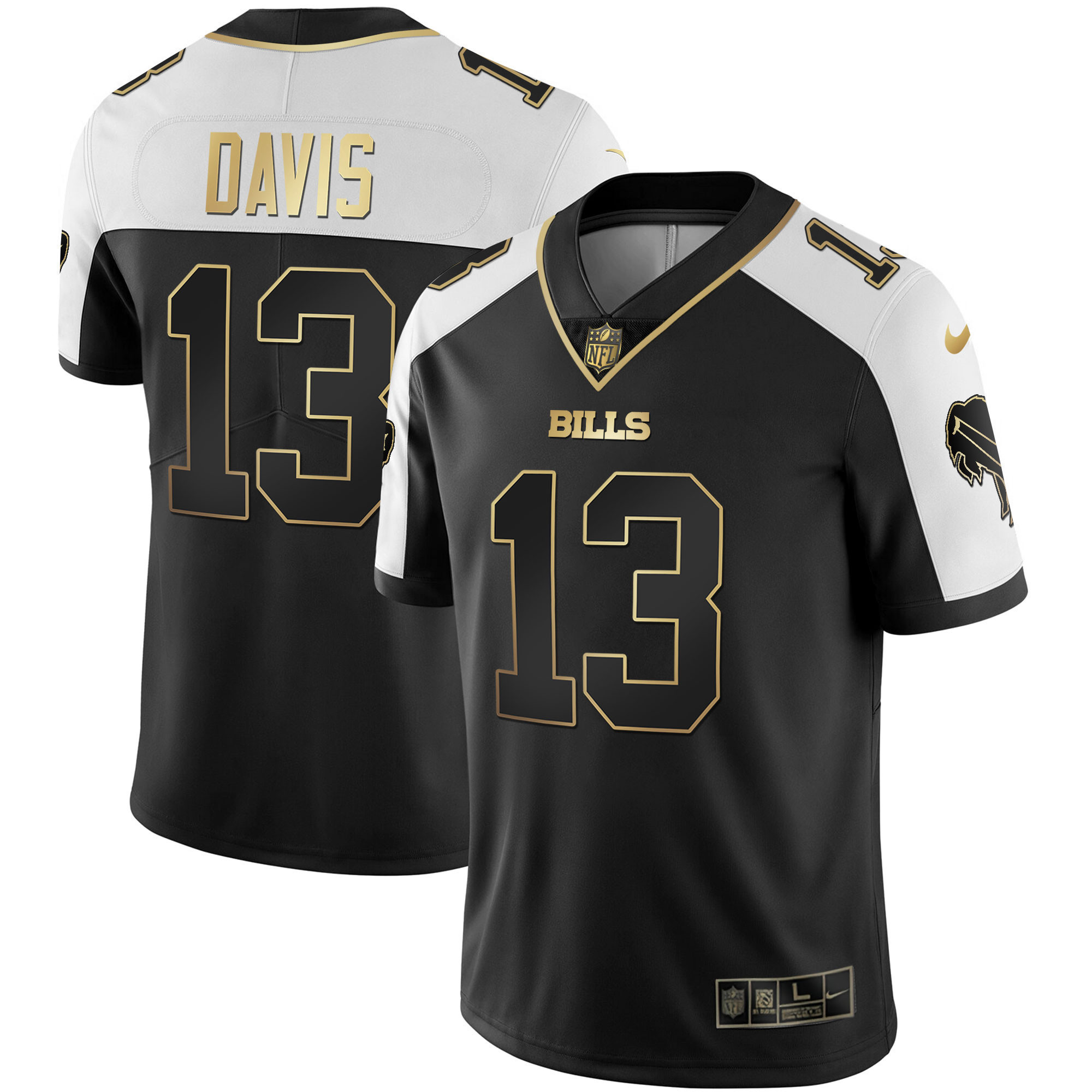 Gabriel Davis Men's Buffalo Bills Alternate Vapor Black Gold & Black Inverted Limited - All Stitched Black Gold Jersey - All Stitched