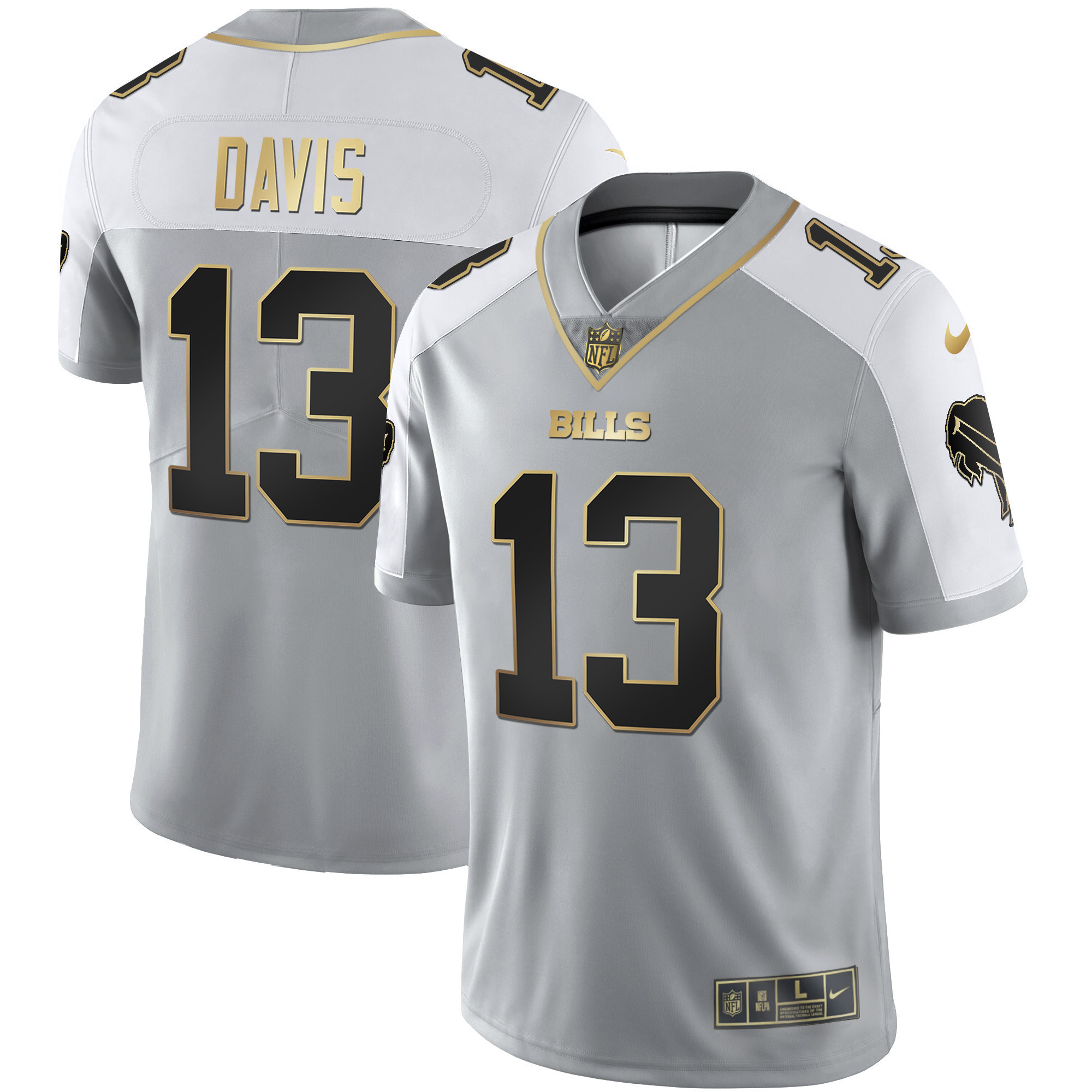 Gabriel Davis Men's Buffalo Bills Alternate Vapor Black Gold & Black Inverted Limited - All Stitched Gray Gold Jersey - All Stitched