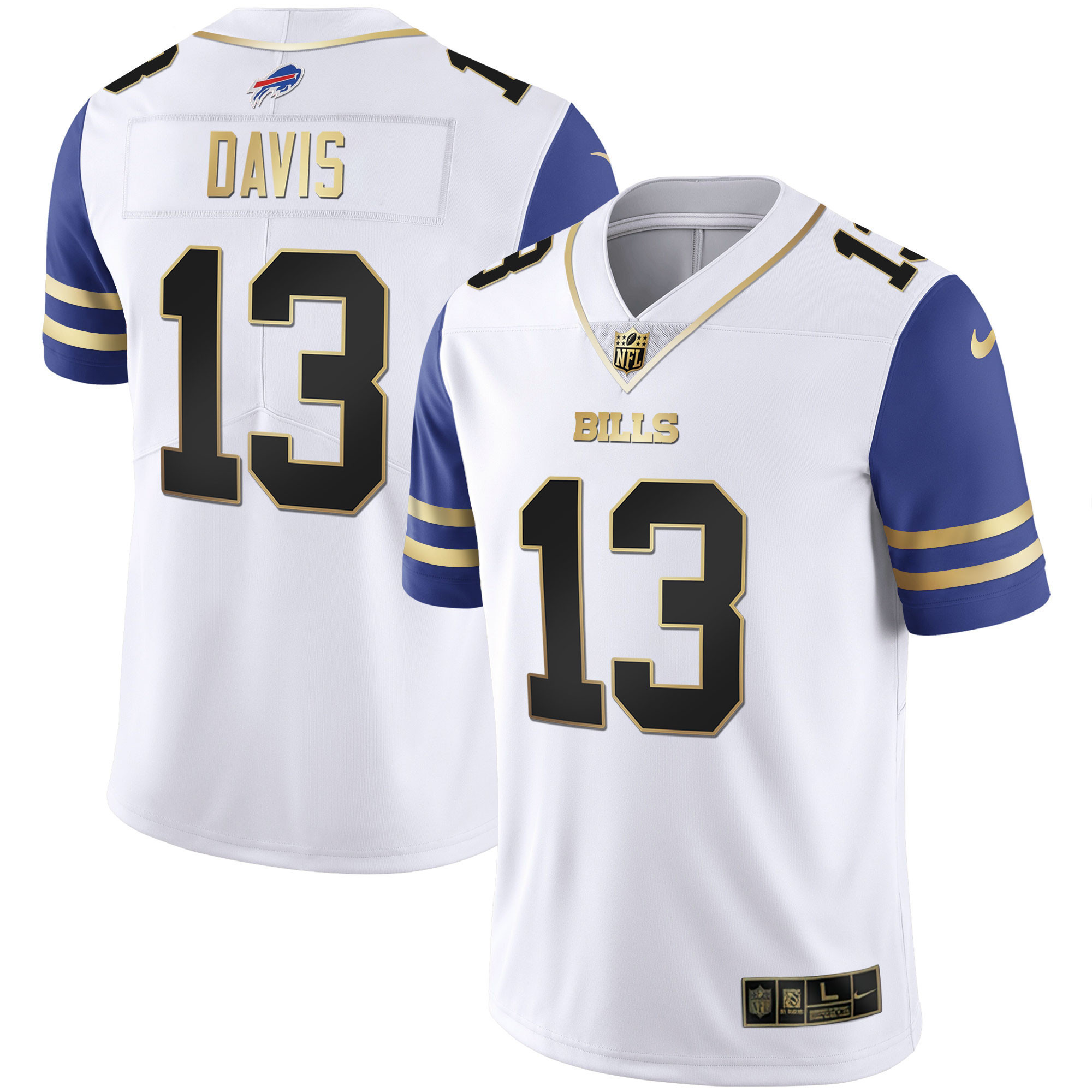 Gabriel Davis Men's Buffalo Bills Alternate Vapor Black Gold & Black Inverted Limited - All Stitched Royal Sleeves Jersey - All Stitched
