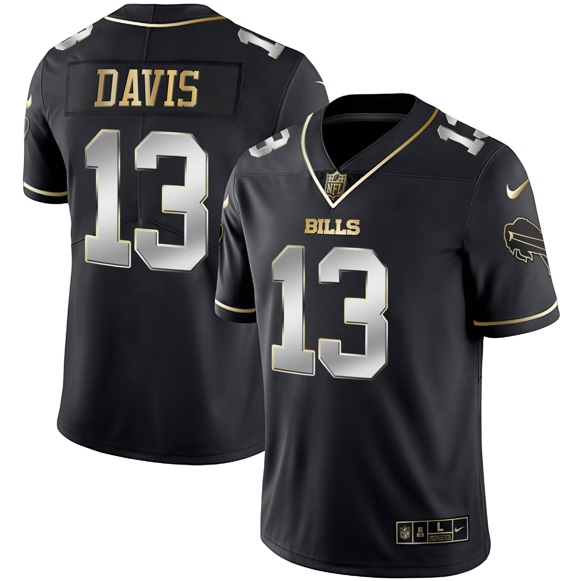 Gabriel Davis Men's Buffalo Bills White Gold & Black Gold - All Stitched Black Limited Jersey - All Stitched