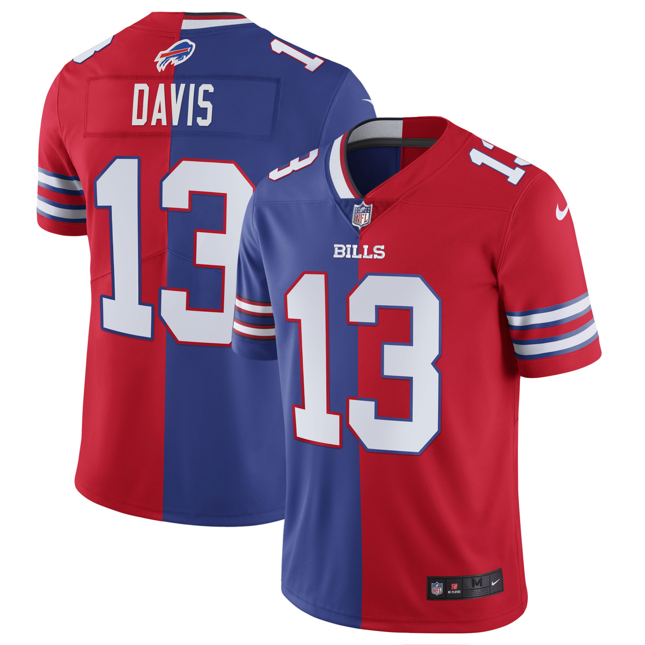 Gabriel Davis Men's Buffalo Bills White Gold & Black Gold - All Stitched Split Royal Red Jersey - All Stitched