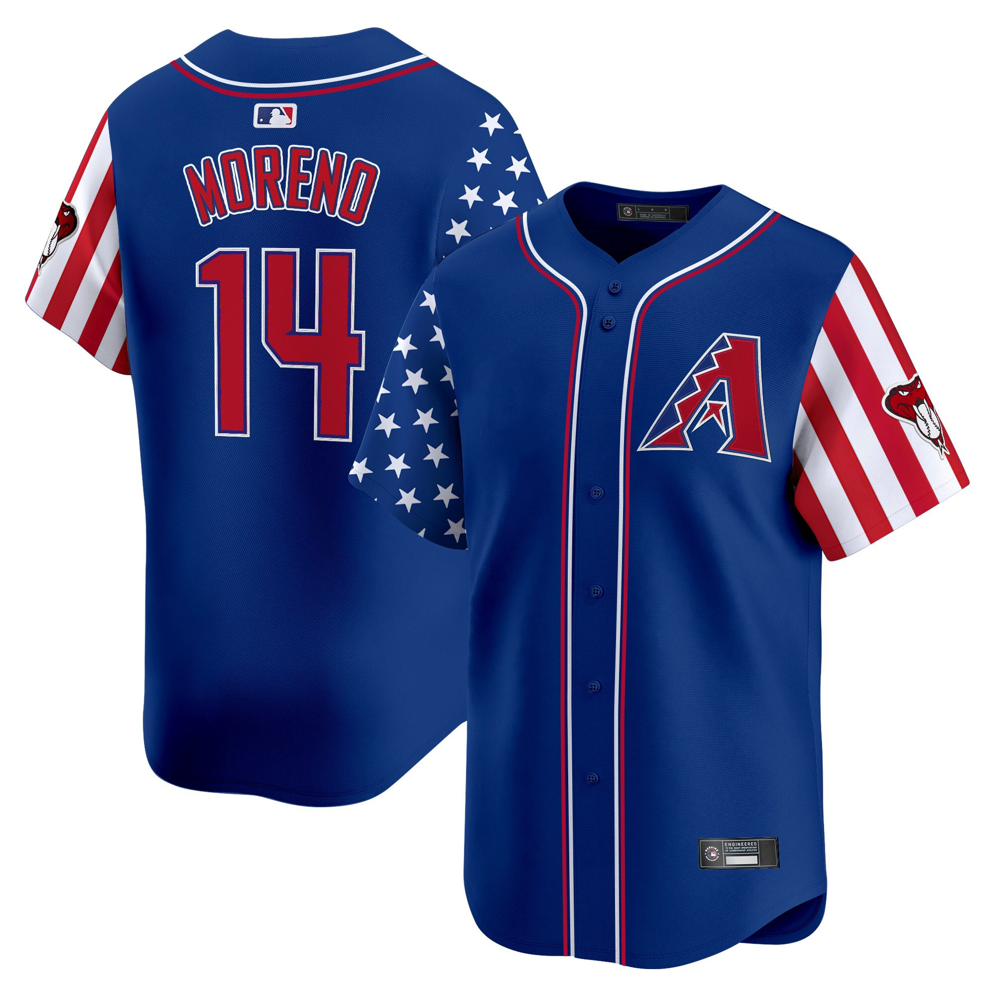 Gabriel Moreno Men's Arizona Diamondbacks 2025 Independence Day Vapor Premier Limited Royal Jersey - All Stitched