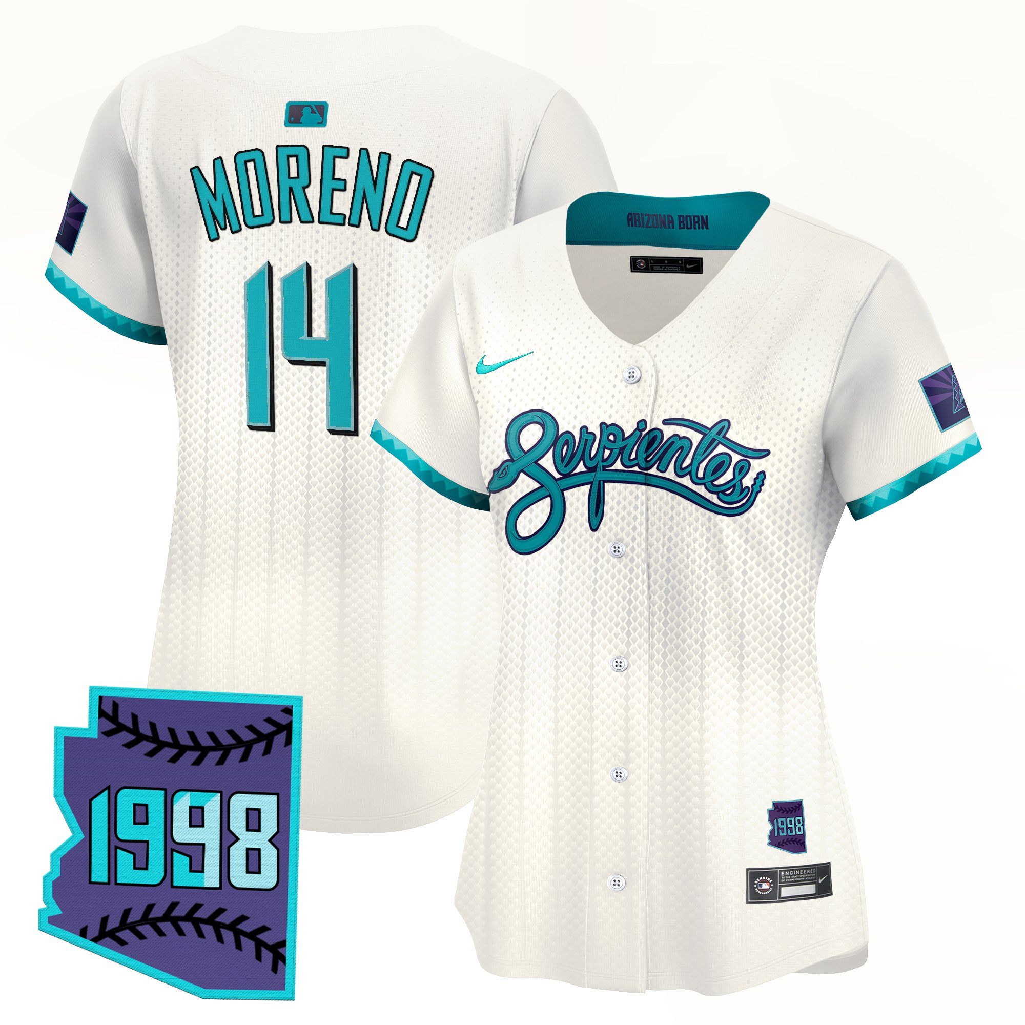 Gabriel Moreno Women's Arizona Diamondbacks 2025 City Connect Vapor Premier Limited Cream Jersey V2 - Stitched