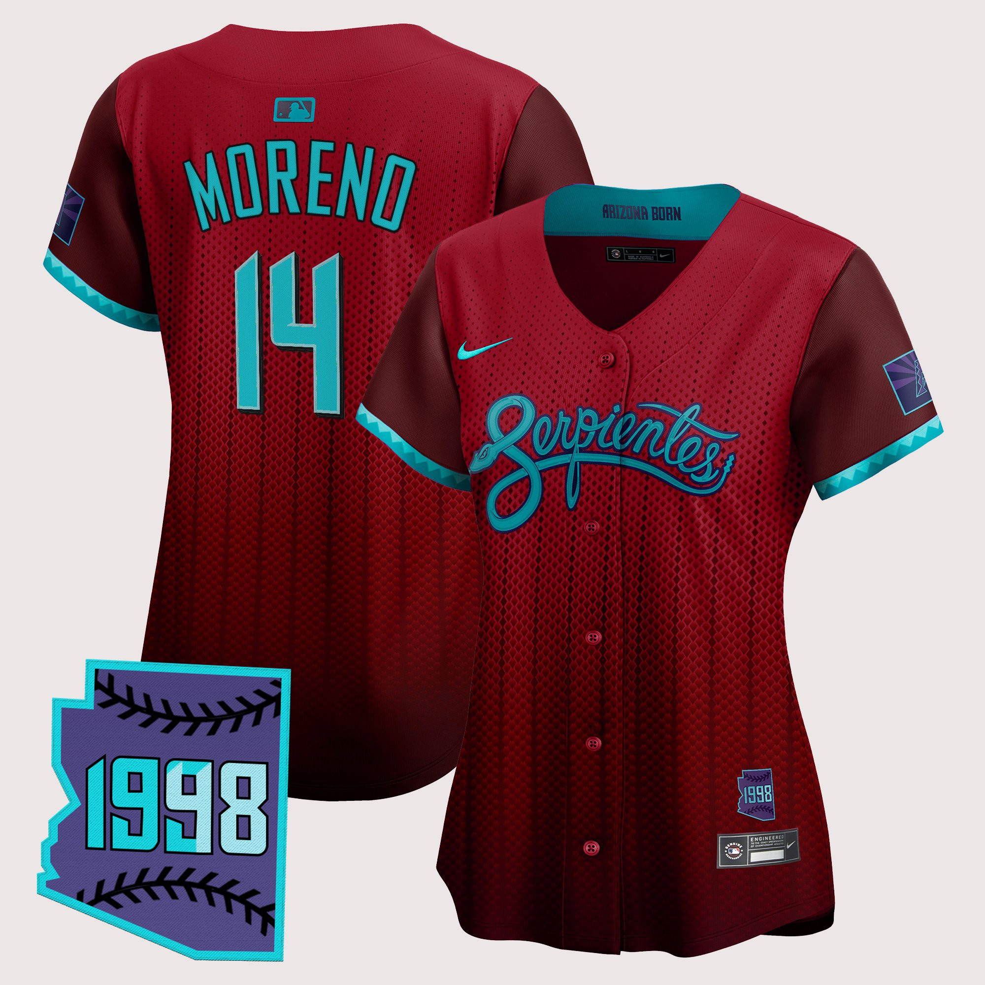 Gabriel Moreno Women's Arizona Diamondbacks 2025 City Connect Vapor Premier Limited Red Jersey V2 - Stitched