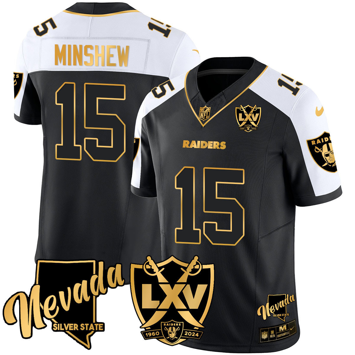 Gardner Minshew Men's Las Vegas Raiders 2024 Gold Vapor Limited Black Alternate Jersey - All Stitched