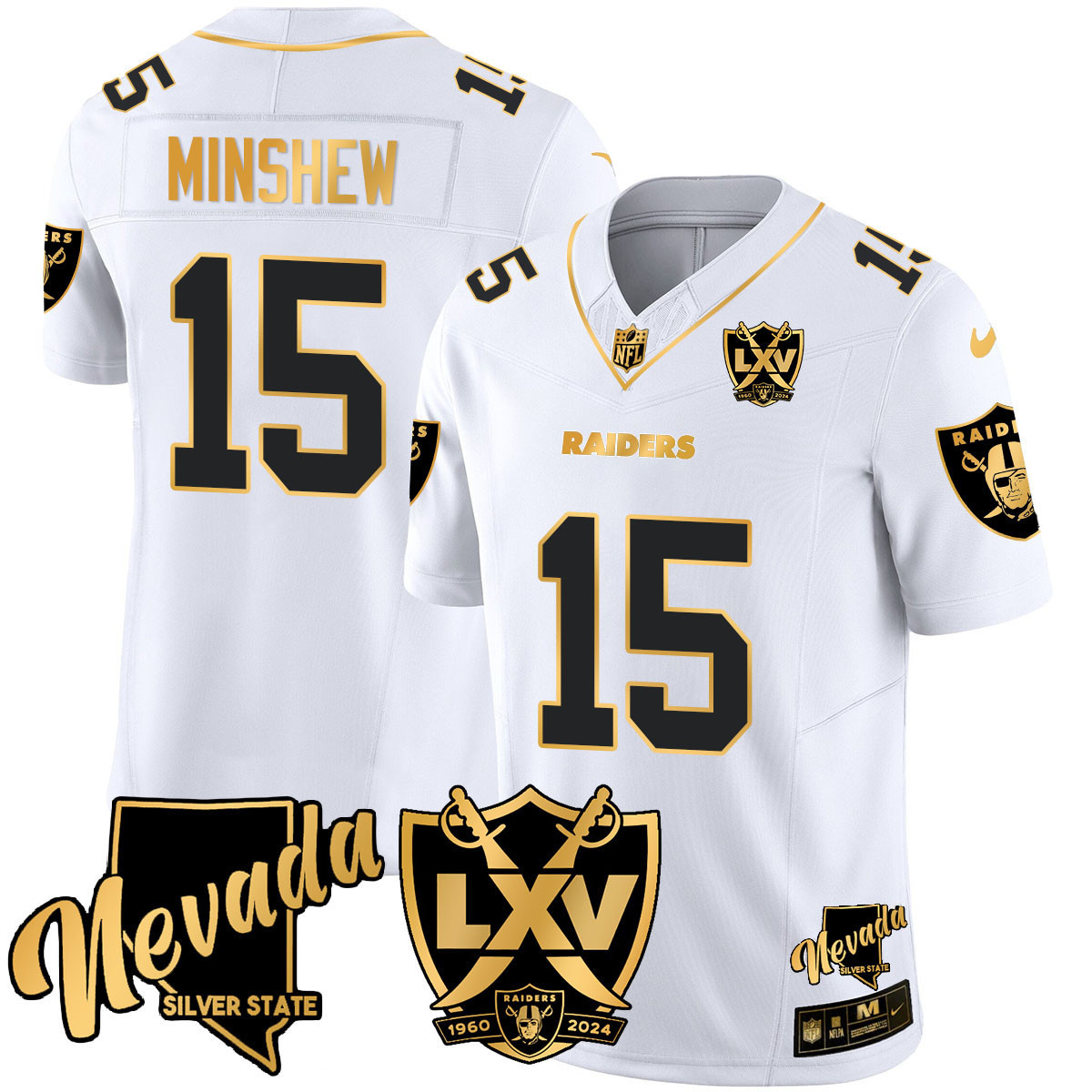Gardner Minshew Men's Las Vegas Raiders 2024 Gold Vapor Limited White Gold Jersey - All Stitched