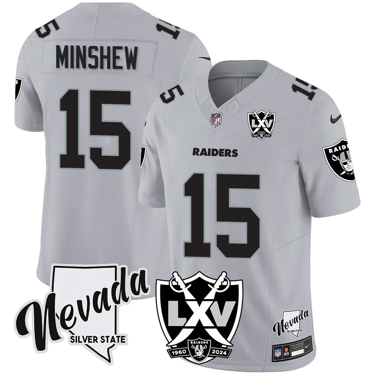 Gardner Minshew Men's Las Vegas Raiders 2024 Vapor Limited Silver Jersey - All Stitched