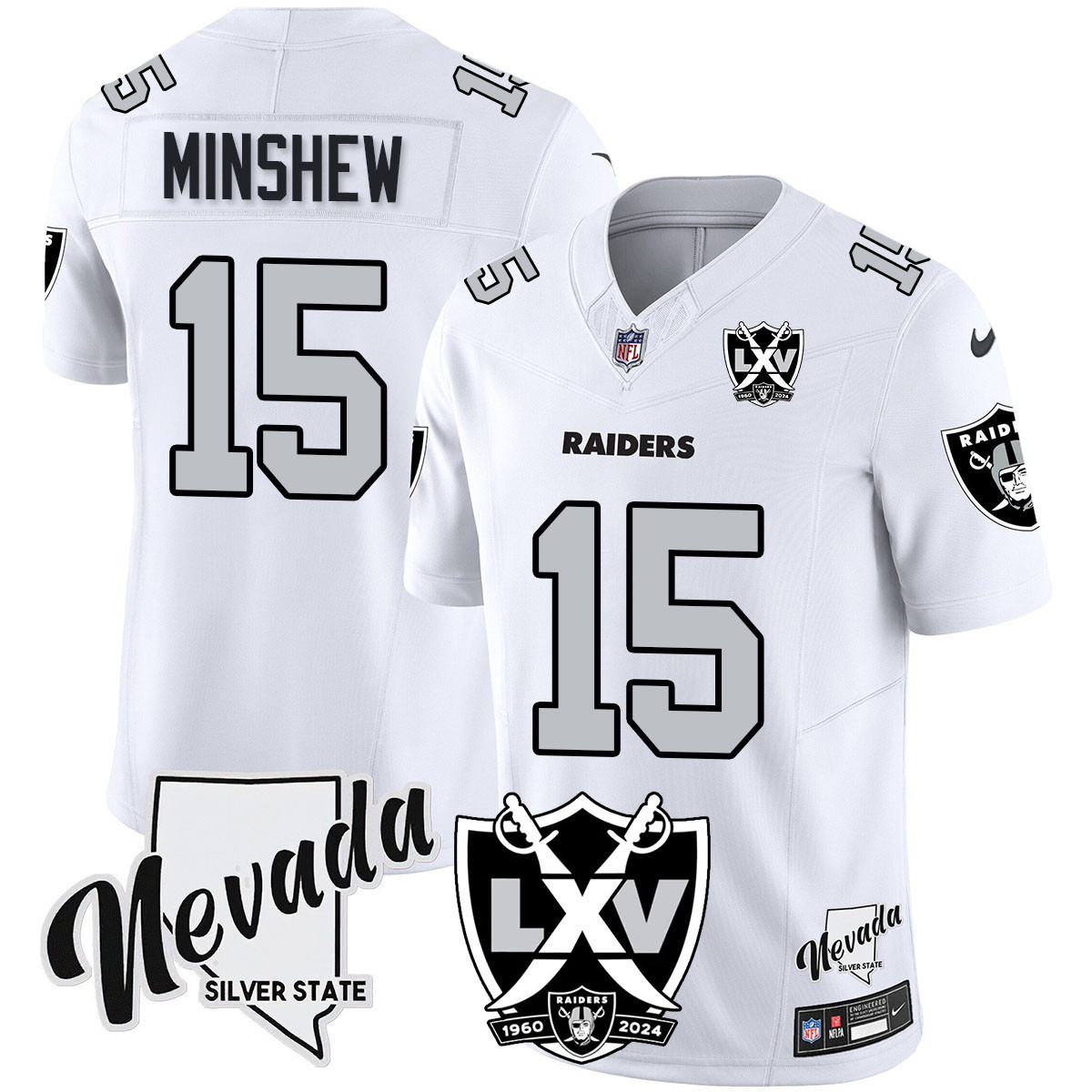 Gardner Minshew Men's Las Vegas Raiders 2024 Vapor Limited White Jersey - All Stitched